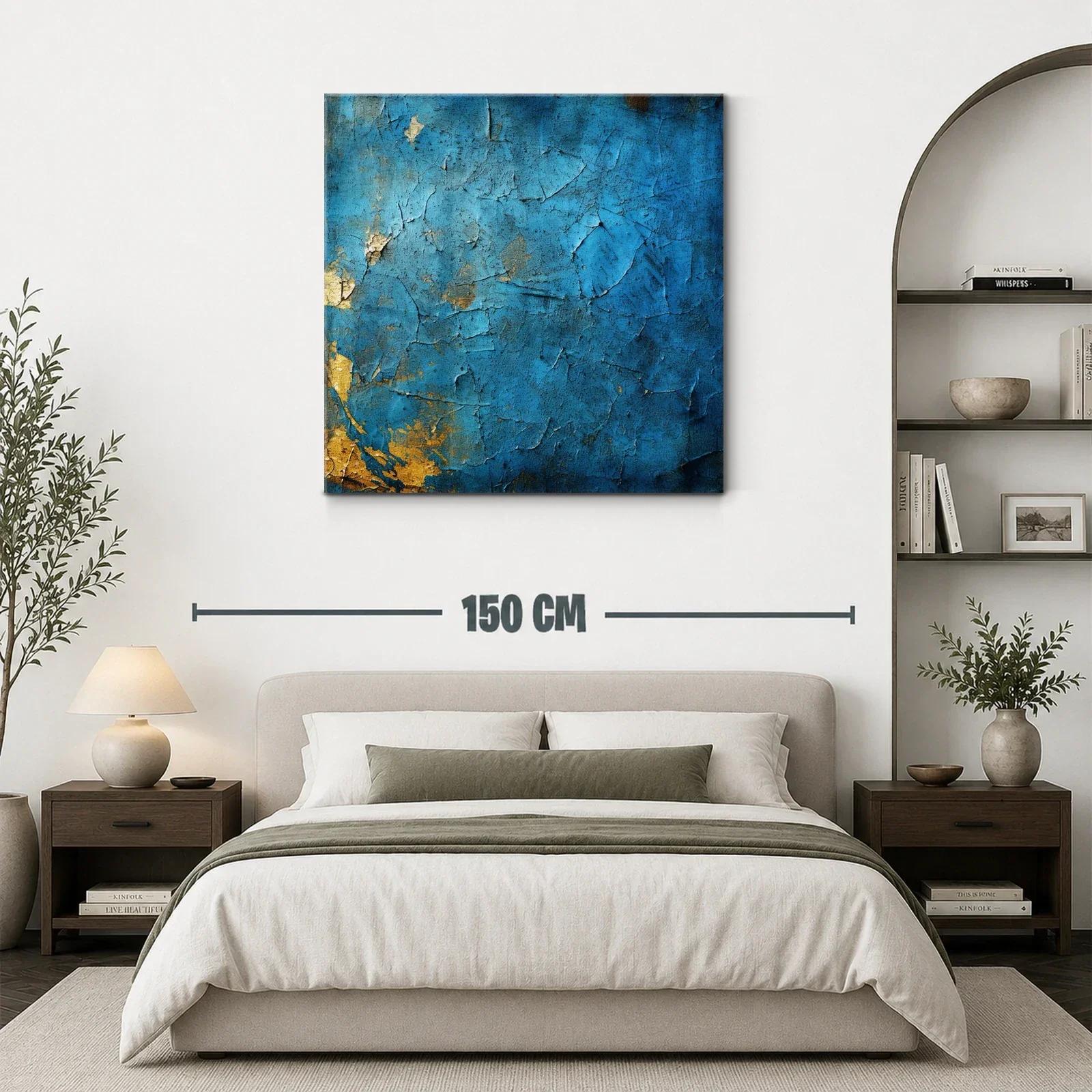 Arte abstracto en textura azul con detalles dorados — miniatura 3