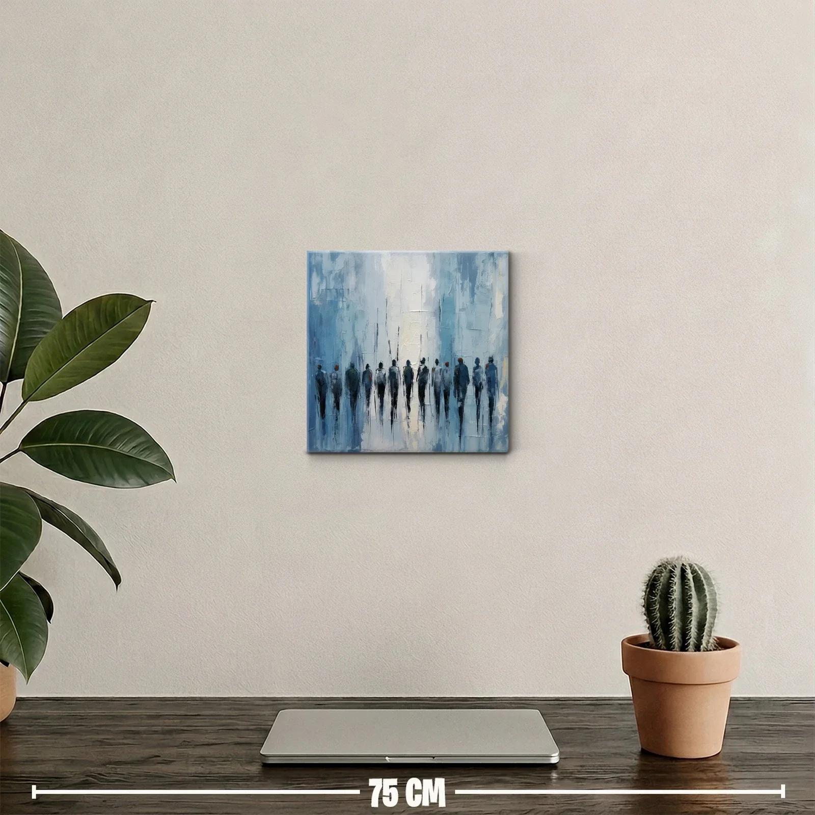 Cuadro abstracto con figuras humanas en tonos azules — miniatura 2