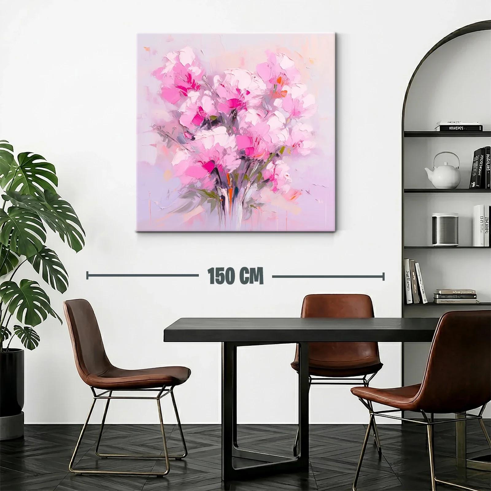 Cuadro floral vibrante en tonos rosas y lilas suaves — miniatura 2
