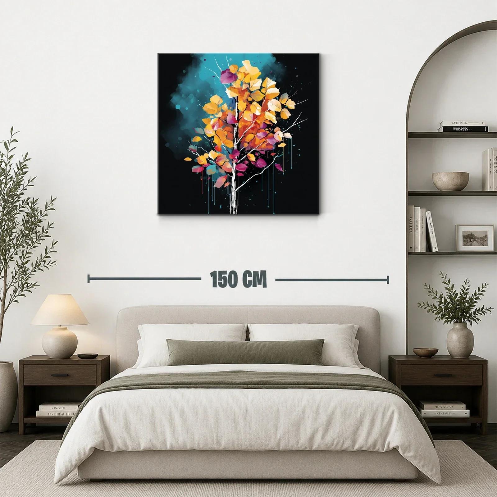 Armonía de otoño con vibrantes hojas en fondo azul oscuro — miniatura 3