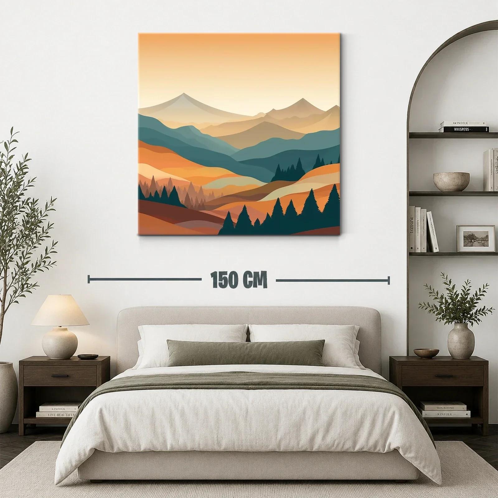 Paisaje montañoso en tonos cálidos y verdes suaves — miniatura 3