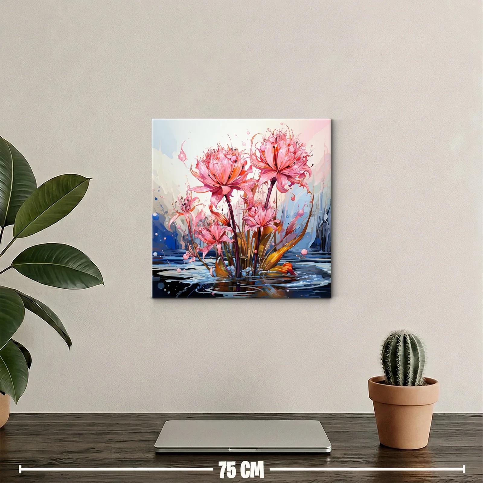 Flores exuberantes en tonos rosa sobre agua reflejada — miniatura 2