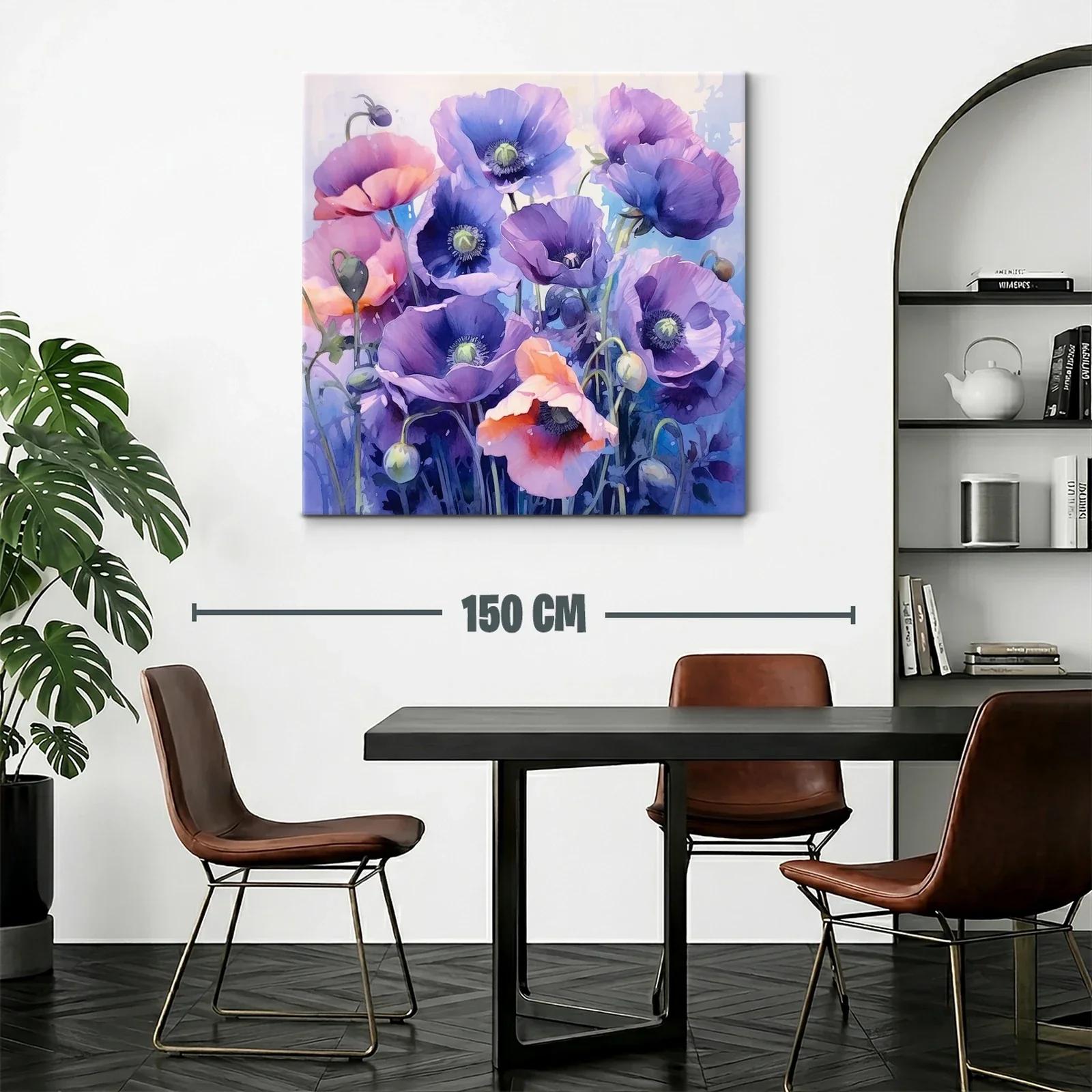 Cuadro con flores en tonos violetas y rosados vibrantes — miniatura 2
