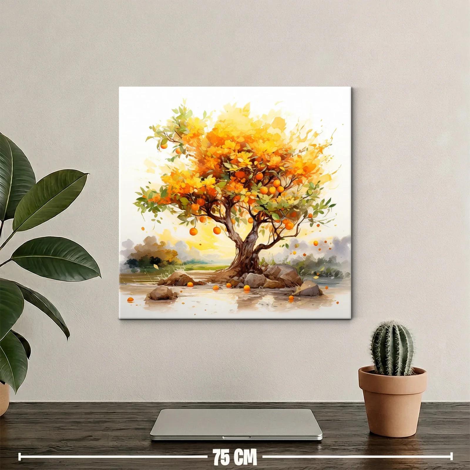 Árbol de naranjas iluminado en vibrantes tonos cálidos — miniatura 2