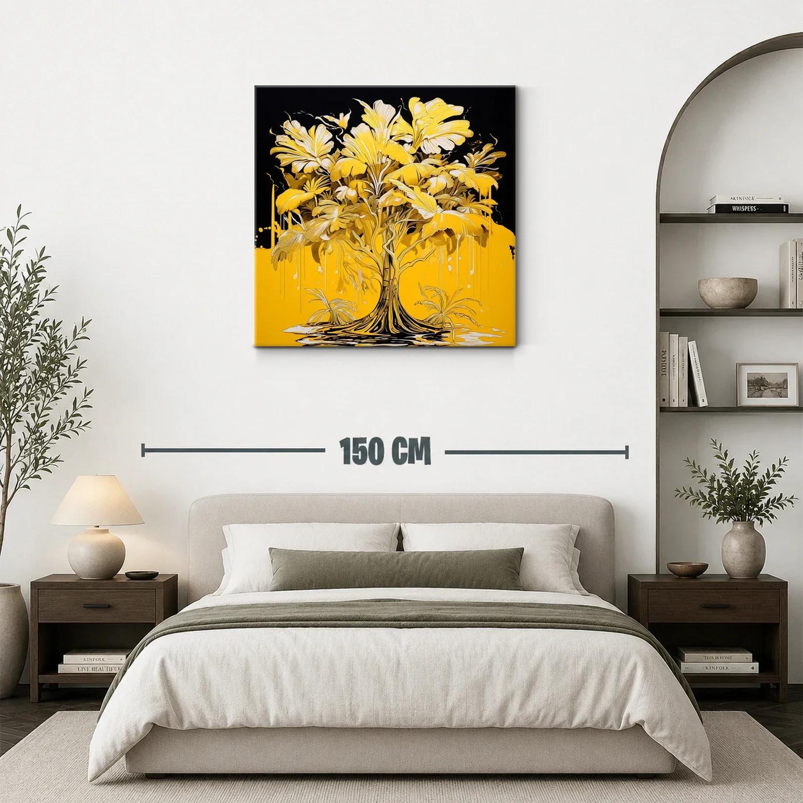 Árbol dorado con hojas exuberantes y fondo vibrante — miniatura 3