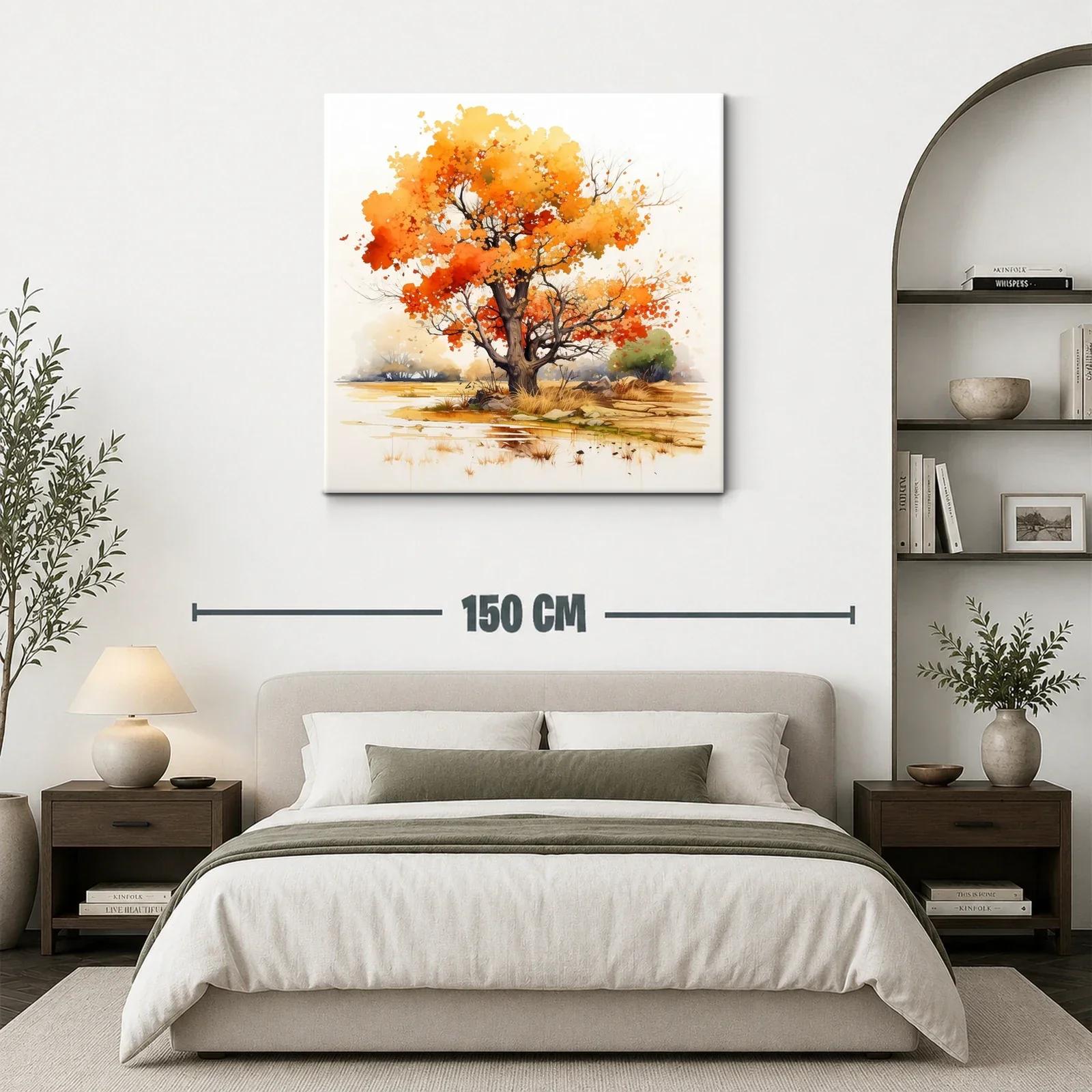 Árbol otoñal con tonos cálidos y paisaje sereno — miniatura 3