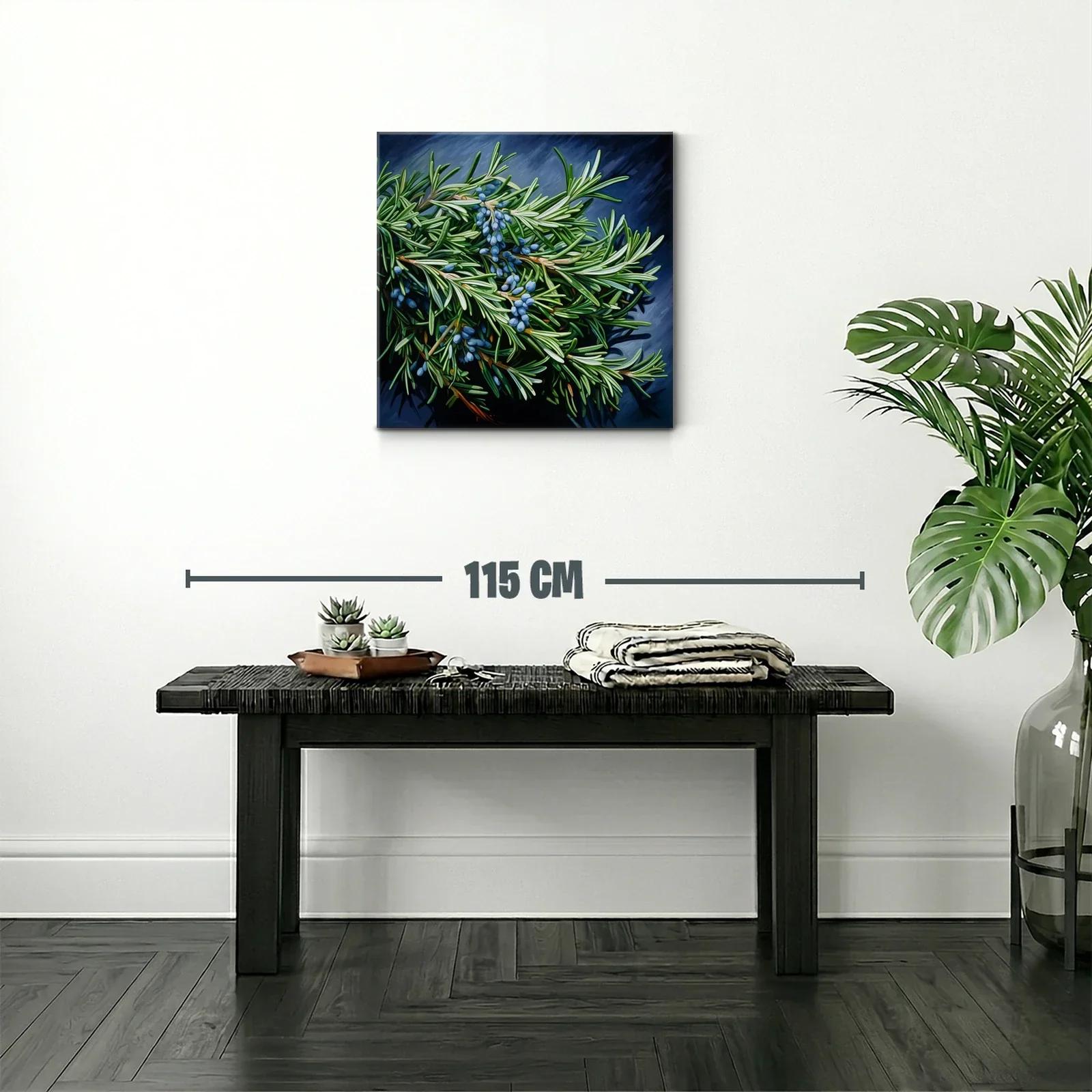 Ramas de plantas verdes con frutos azules en contraste oscuro — miniatura 2