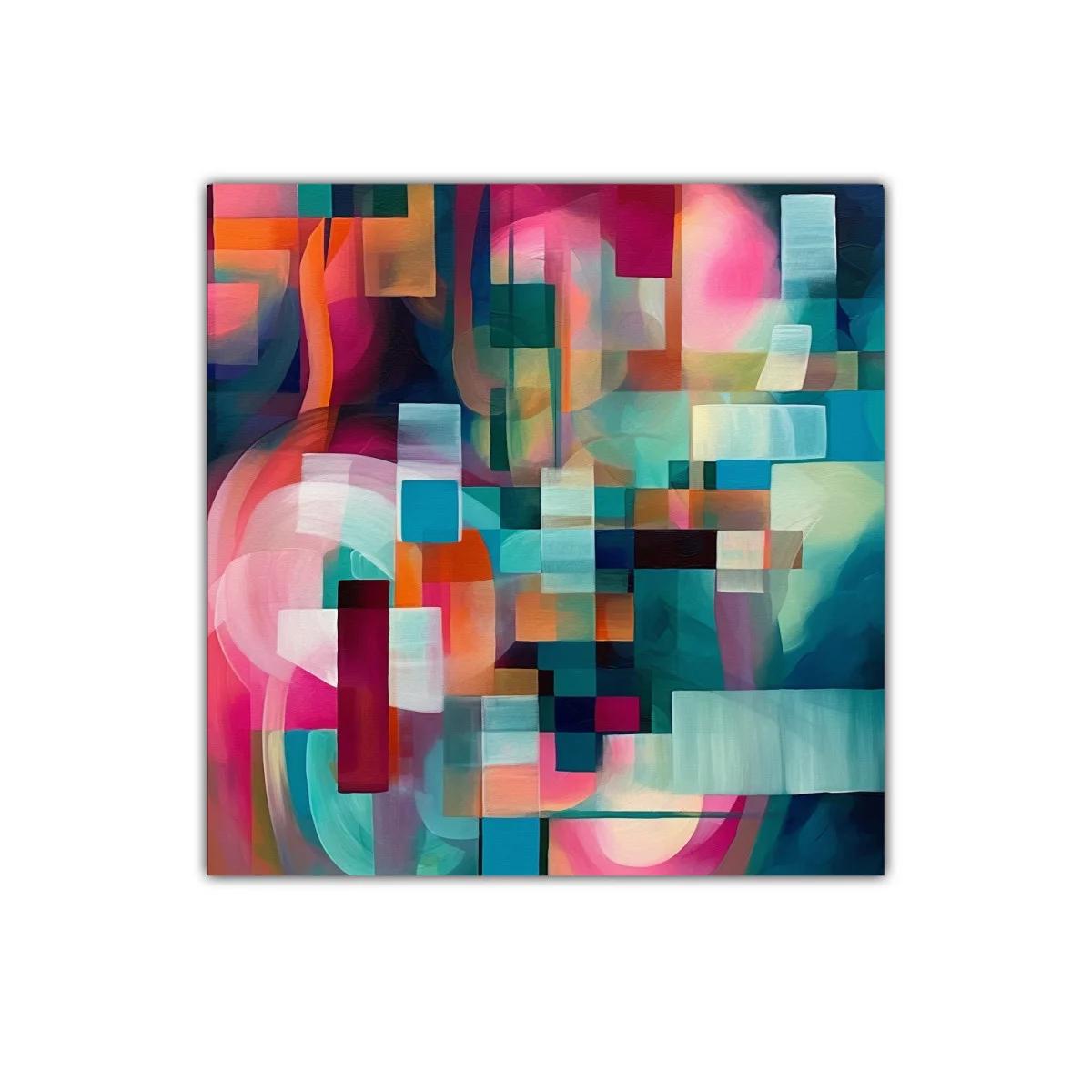 Cuadro Abstracto en Tonos Vibrantes y Geométricos — miniatura 1