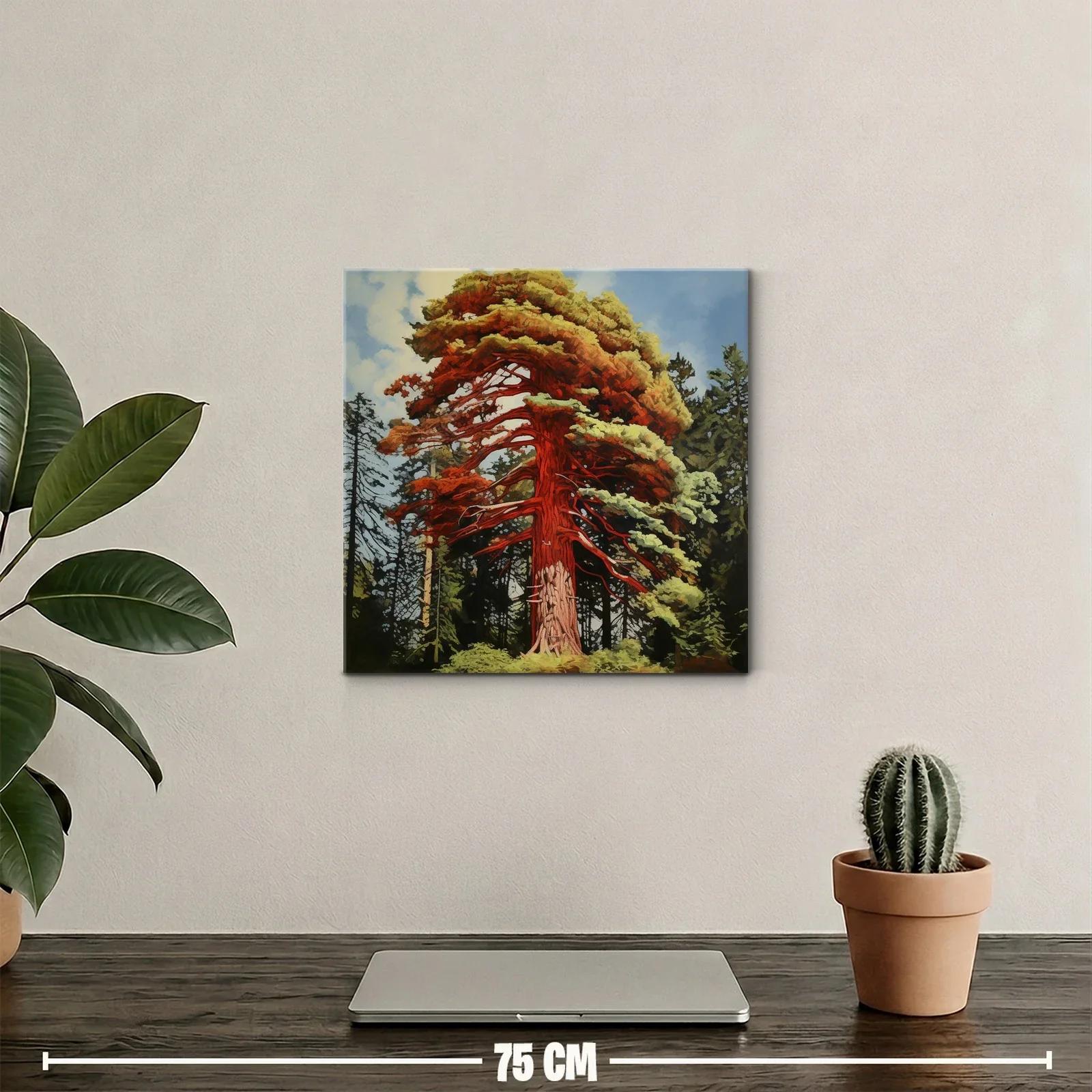 Imponente árbol rojo en bosque natural vibrante — miniatura 2