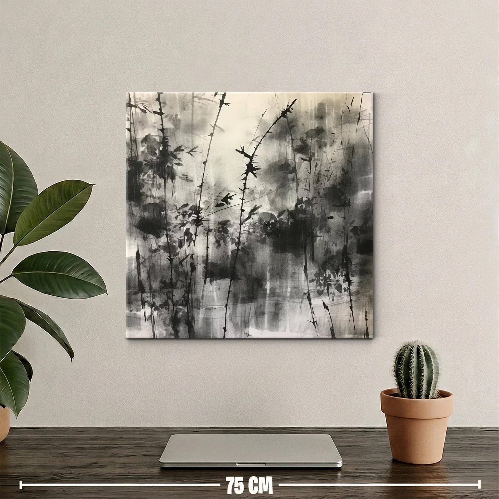 Arte abstracto con ramas en tonos grises y negros — miniatura 2