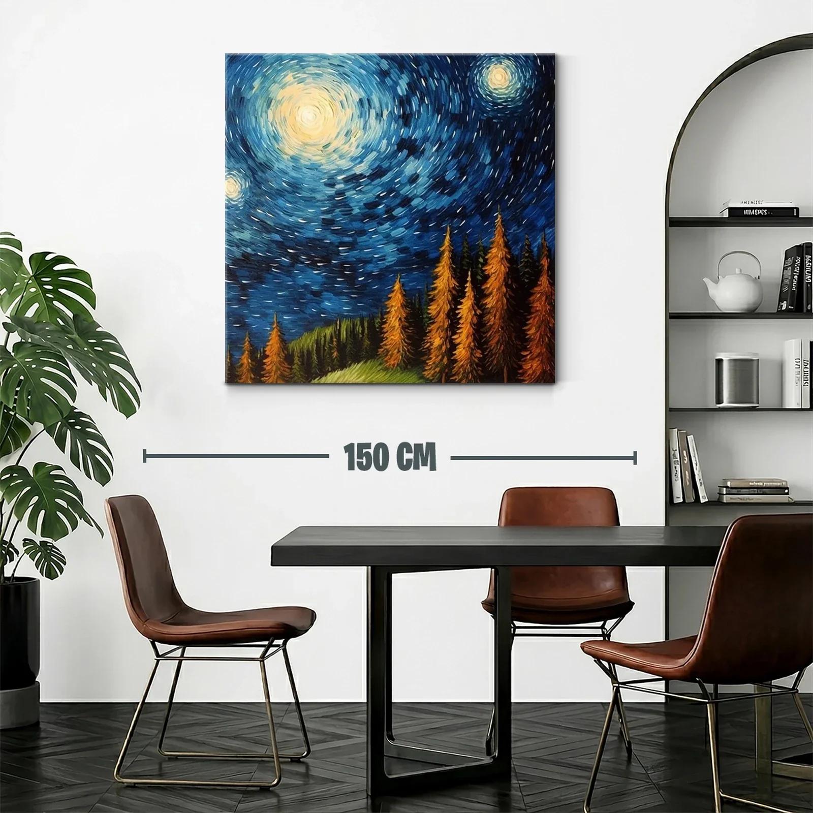 Cielo estrellado vibrante sobre bosque otoñal — miniatura 2