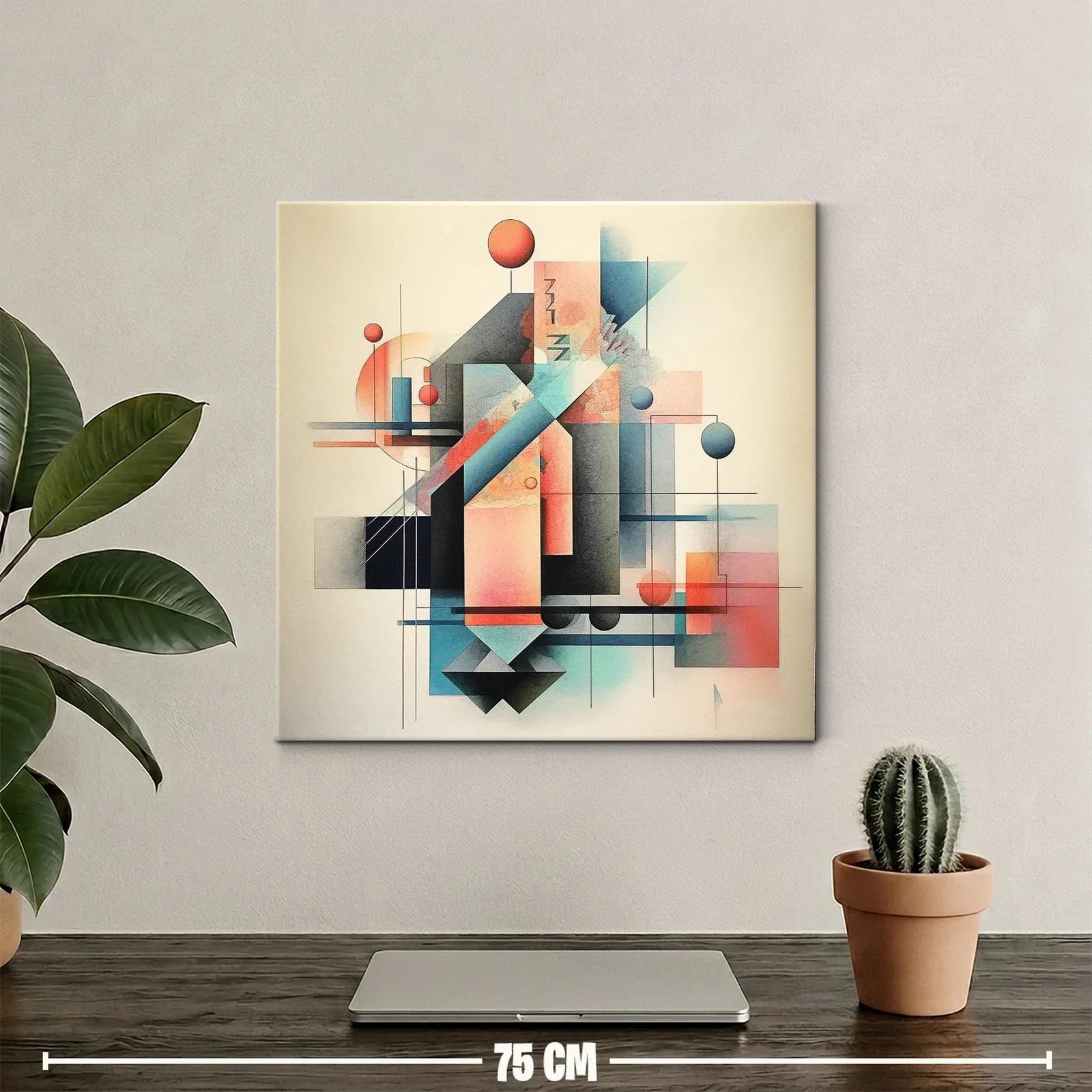 Composición geométrica abstracta en tonos cálidos y fríos — miniatura 2