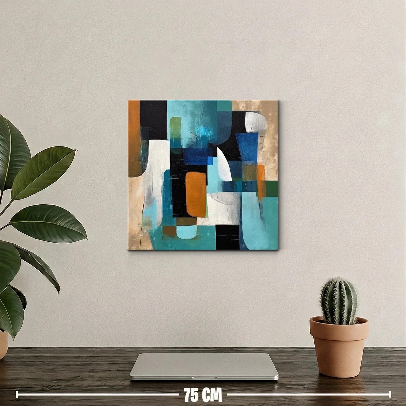 Cuadro abstracto con formas geométricas y tonos vibrantes — miniatura 2