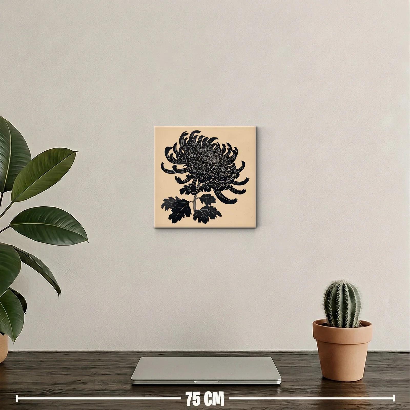 Flor negra de crisantemo sobre fondo beige elegante — miniatura 2