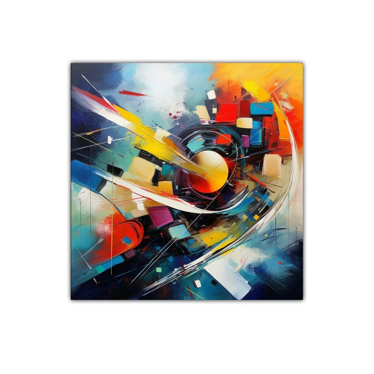 Cuadro abstracto vibrante con formas dinámicas y colores intensos — imagen principal