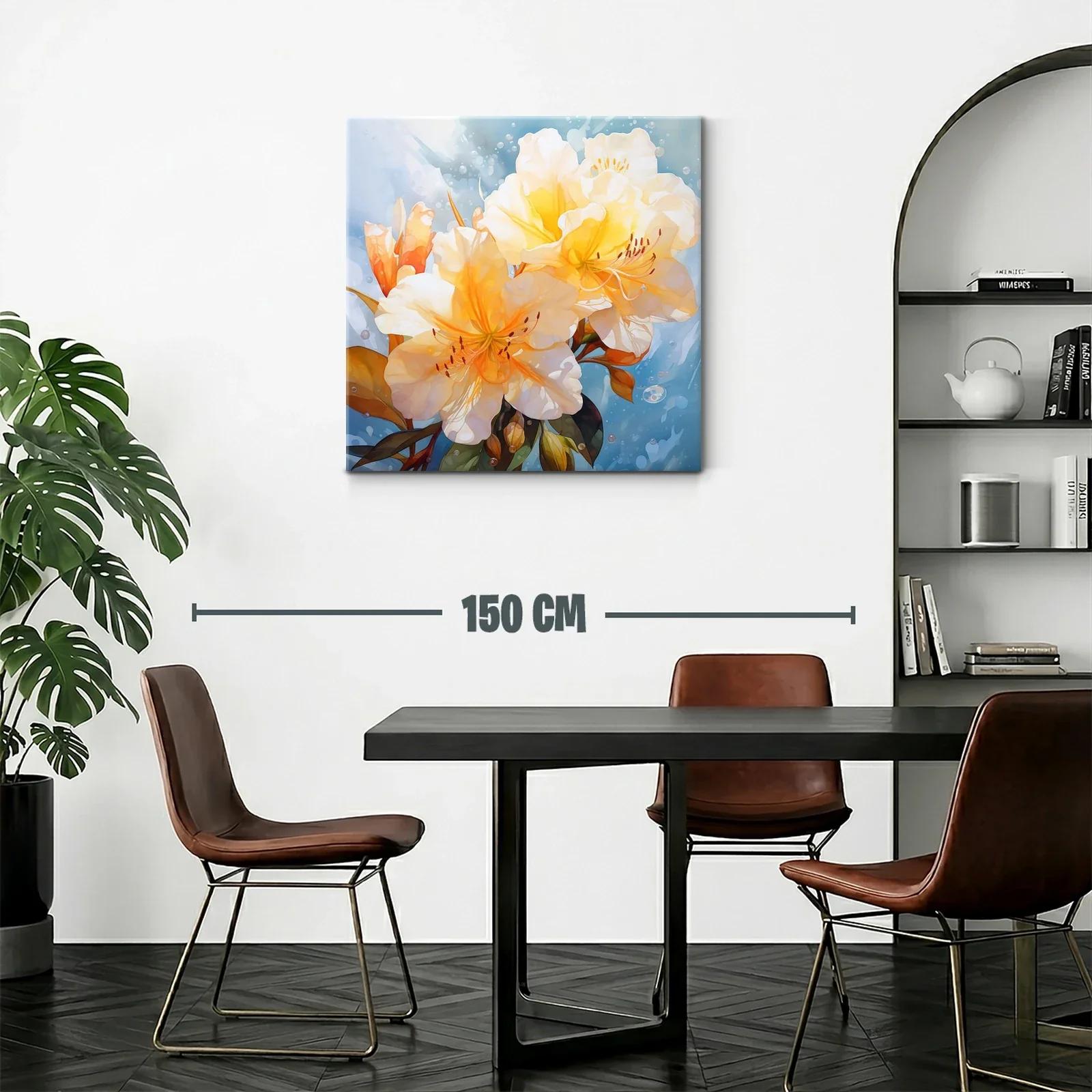 Cuadro floral con tonos cálidos y frescura acuática — miniatura 2