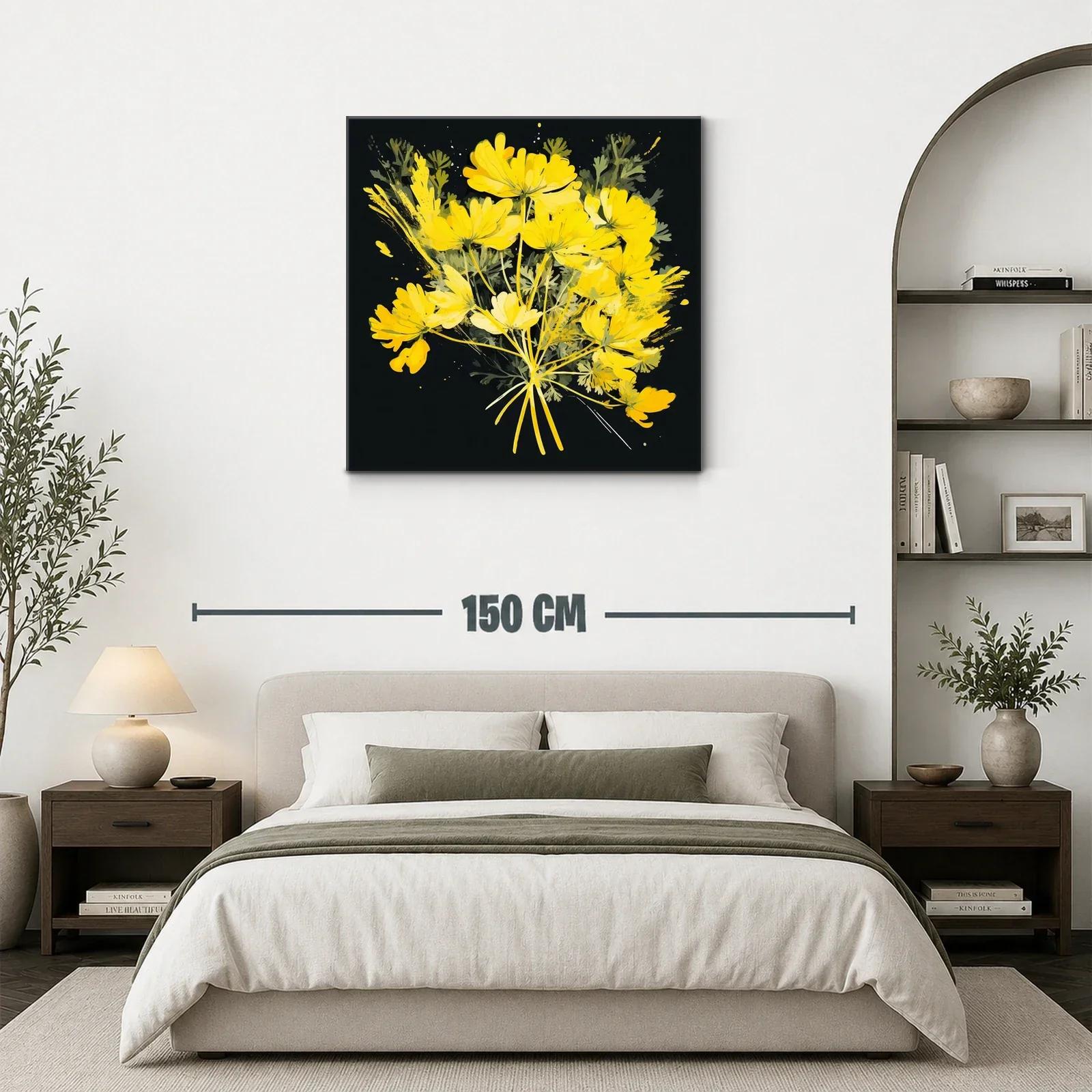 Ramo vibrante de flores amarillas con fondo oscuro — miniatura 3