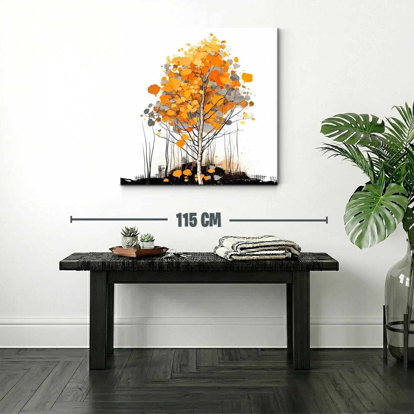 Árbol de otoño con hojas en tonos naranjas y grises — miniatura 2