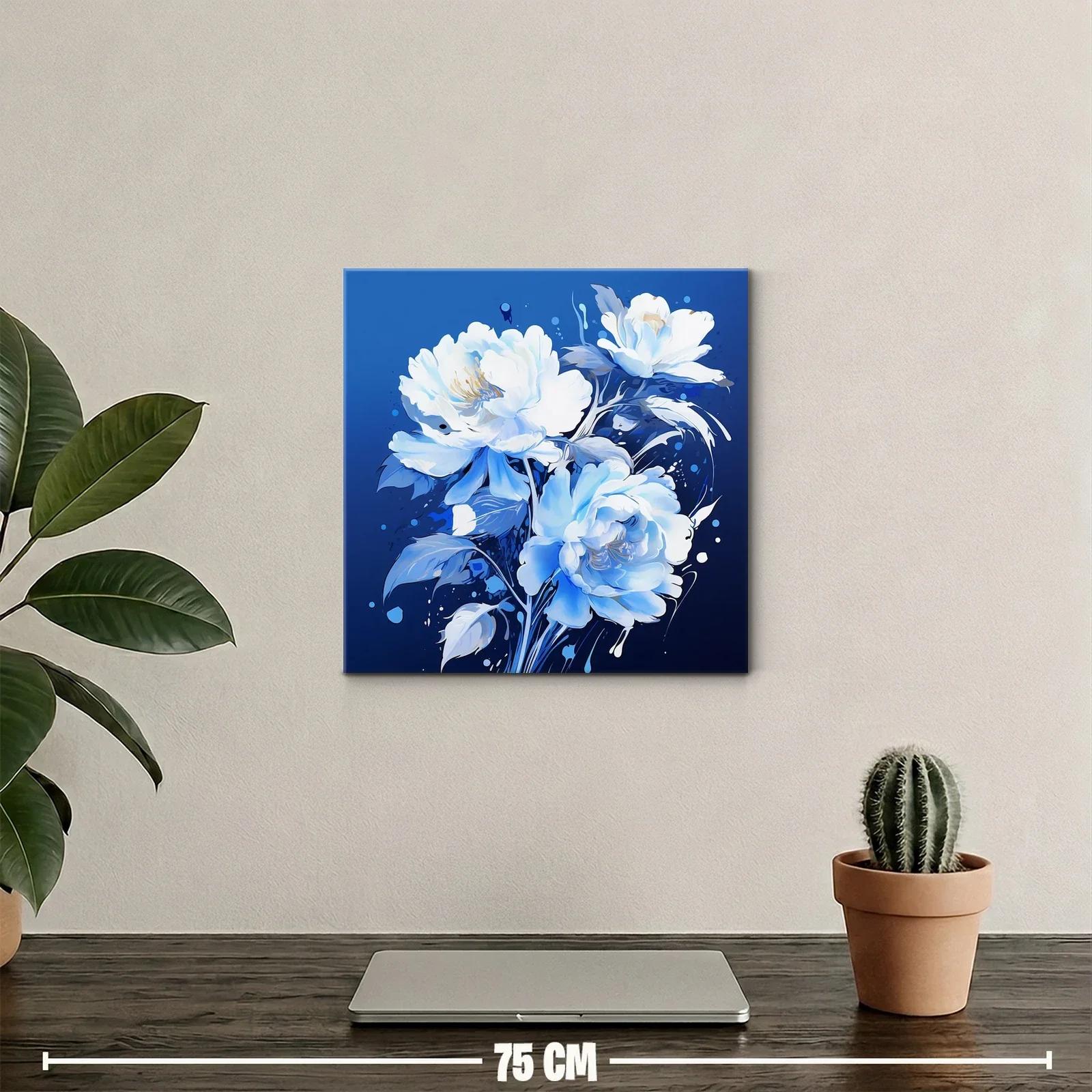 Elegantes flores blancas sobre fondo azul intenso — miniatura 2