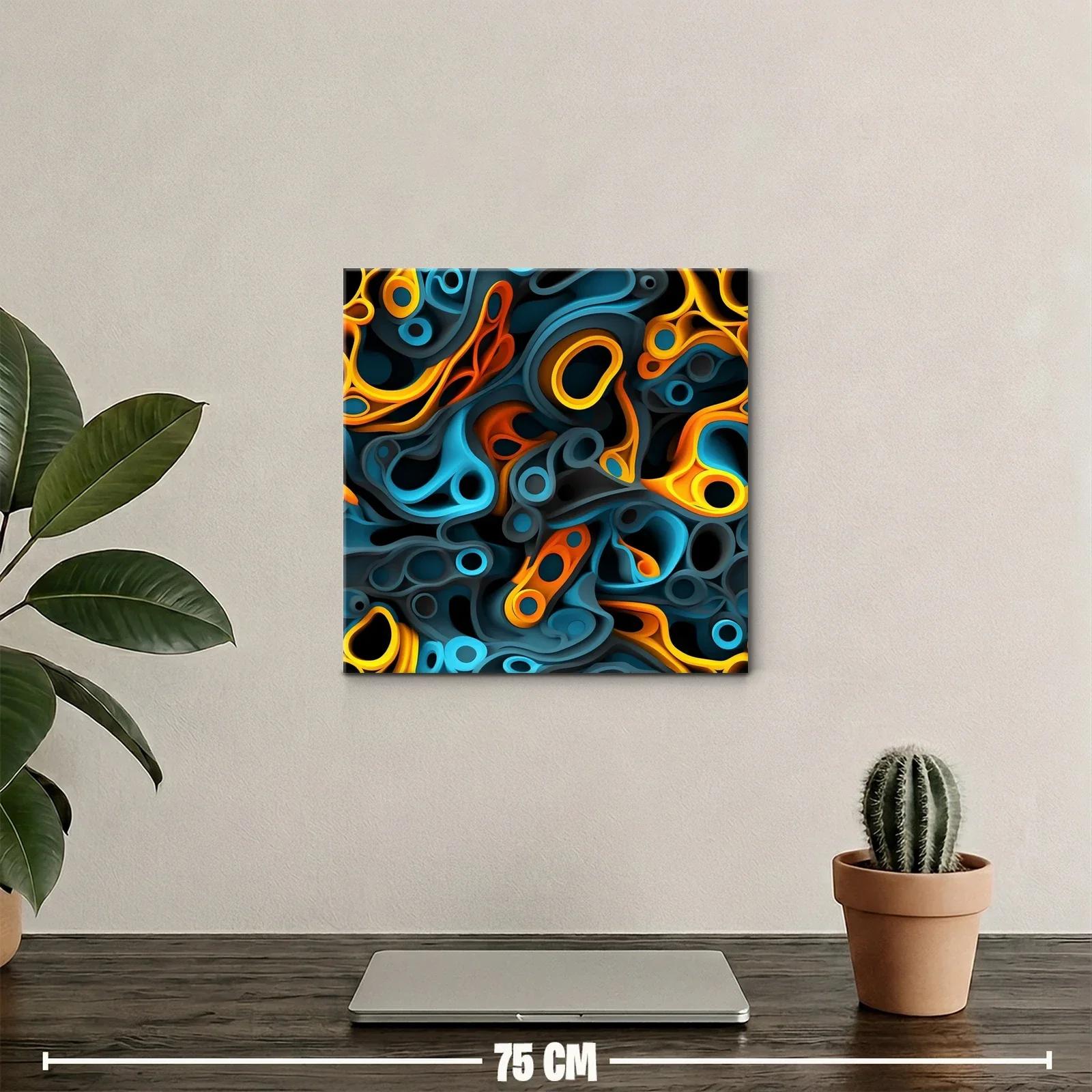 Composición abstracta en tonos cálidos y fríos vibrantes — miniatura 2