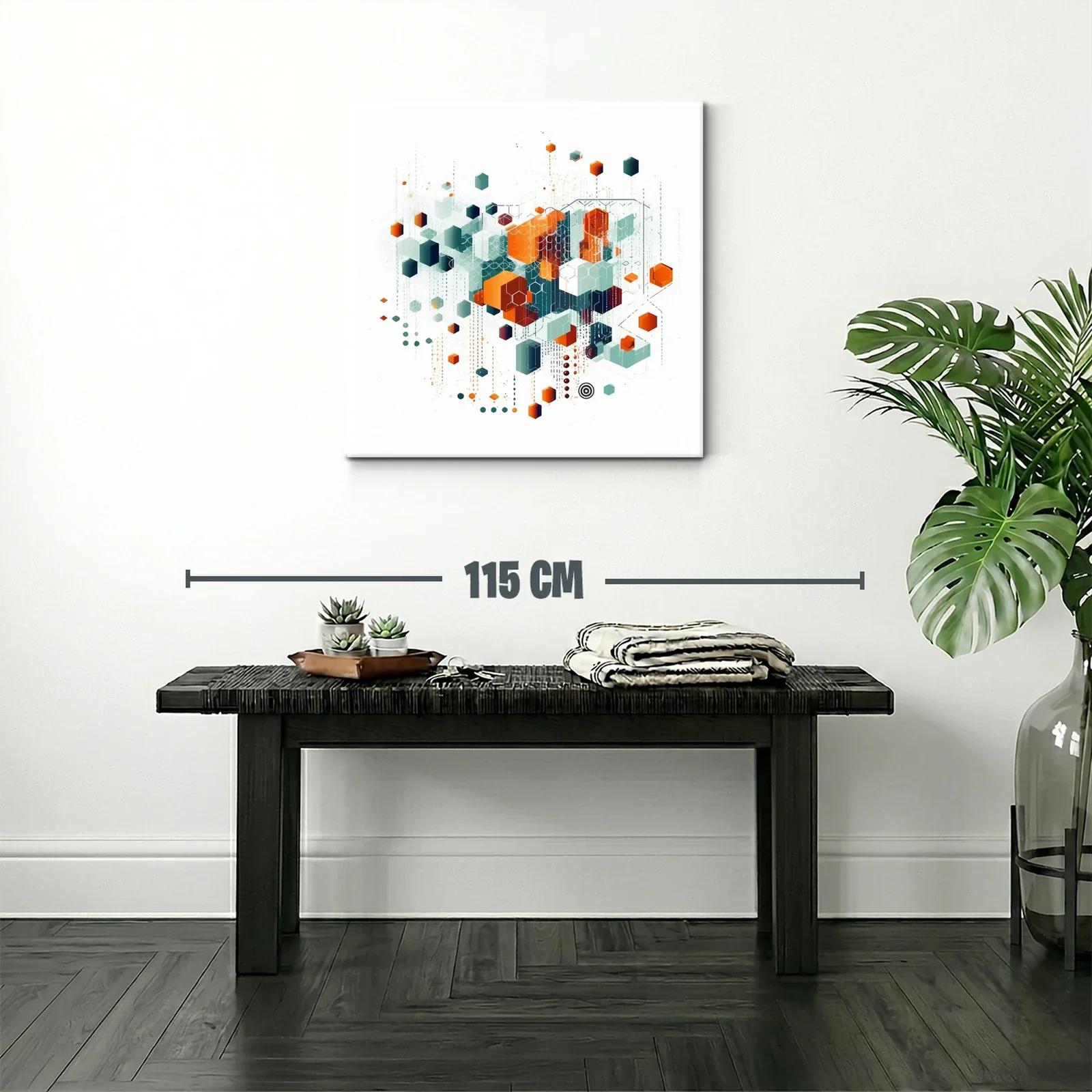 Composición geométrica con hexágonos en tonos naranja y verde — miniatura 2
