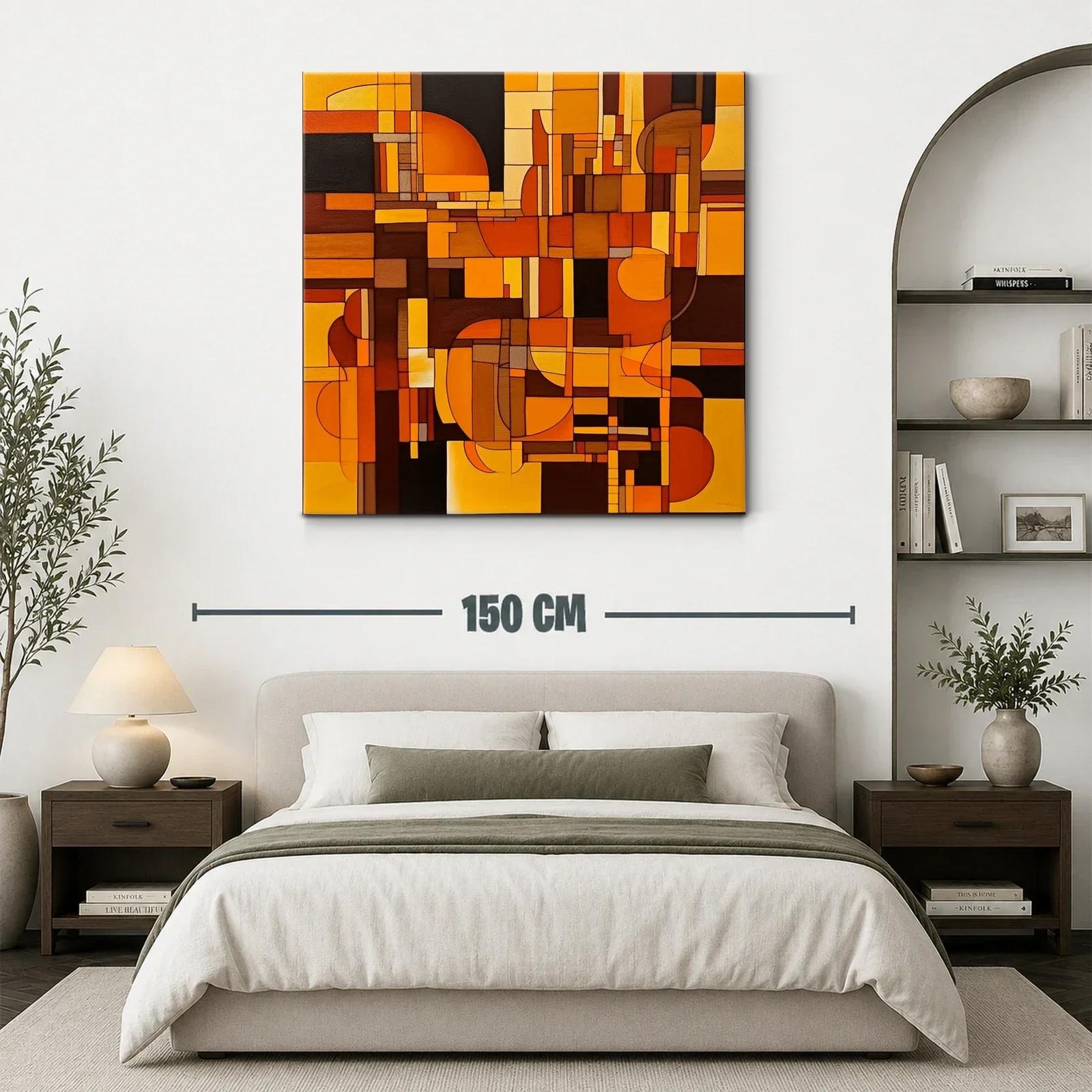 Cuadro abstracto con formas geométricas en tonos cálidos — miniatura 3