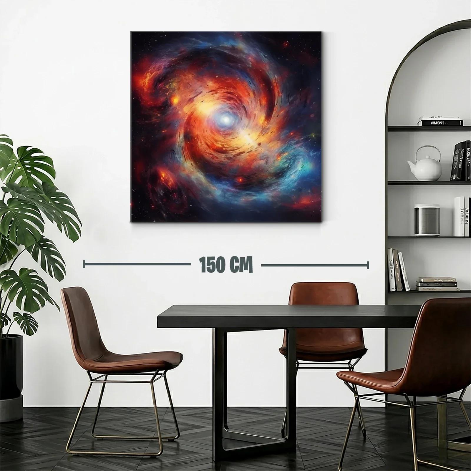 Cuadro abstracto de galaxia en vibrantes tonos cálidos y fríos — miniatura 2