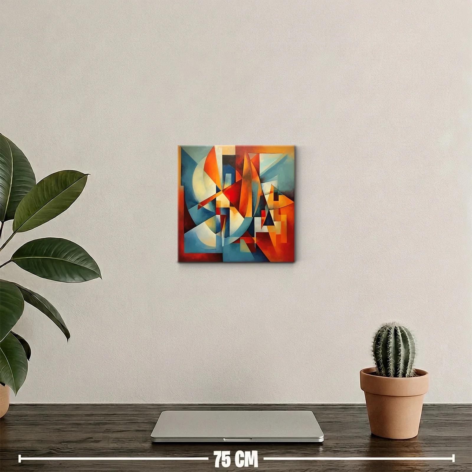 Cuadro abstracto con geometría cálida y vibrante — miniatura 2