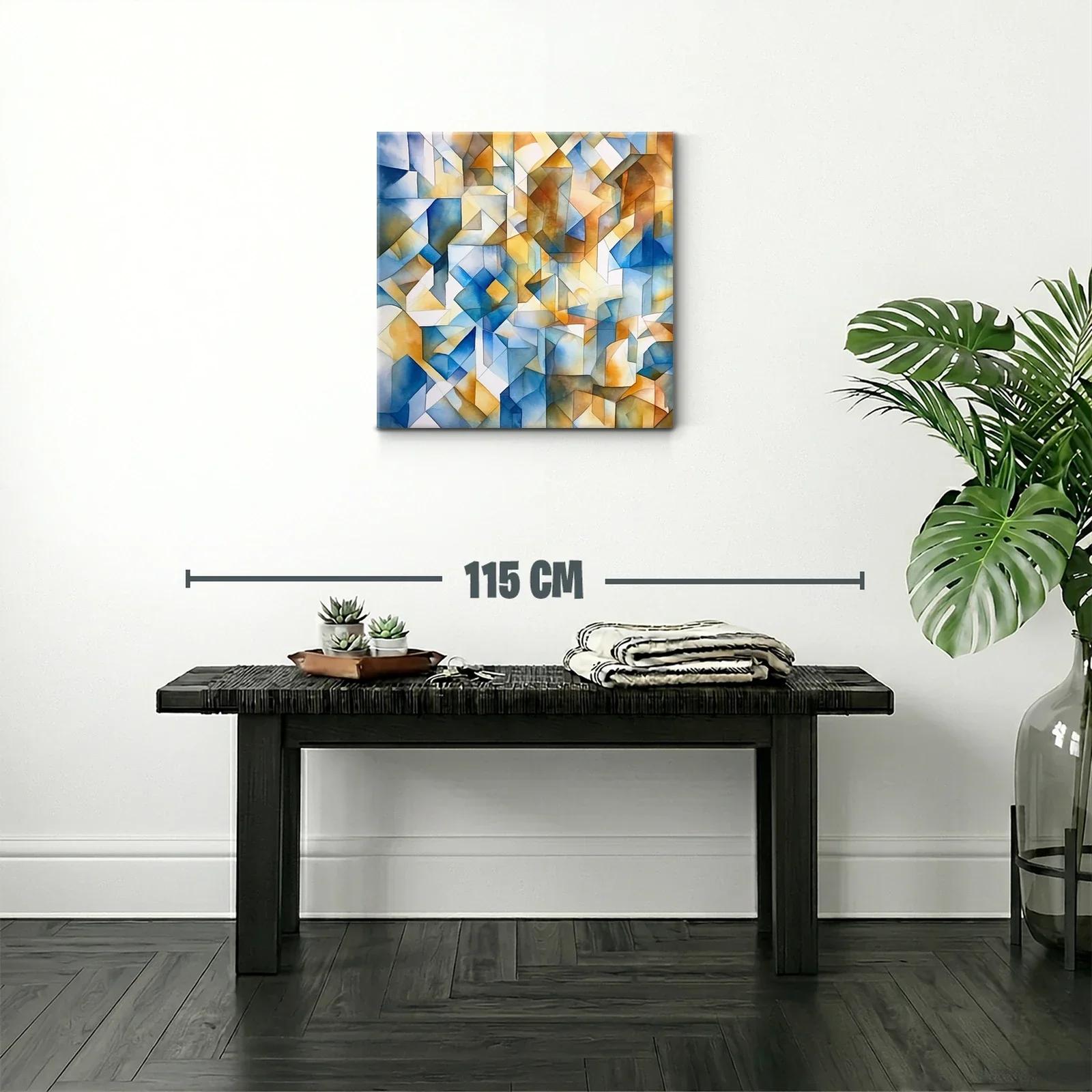 Composición abstracta con tonos azules y ocres cálidos — miniatura 2