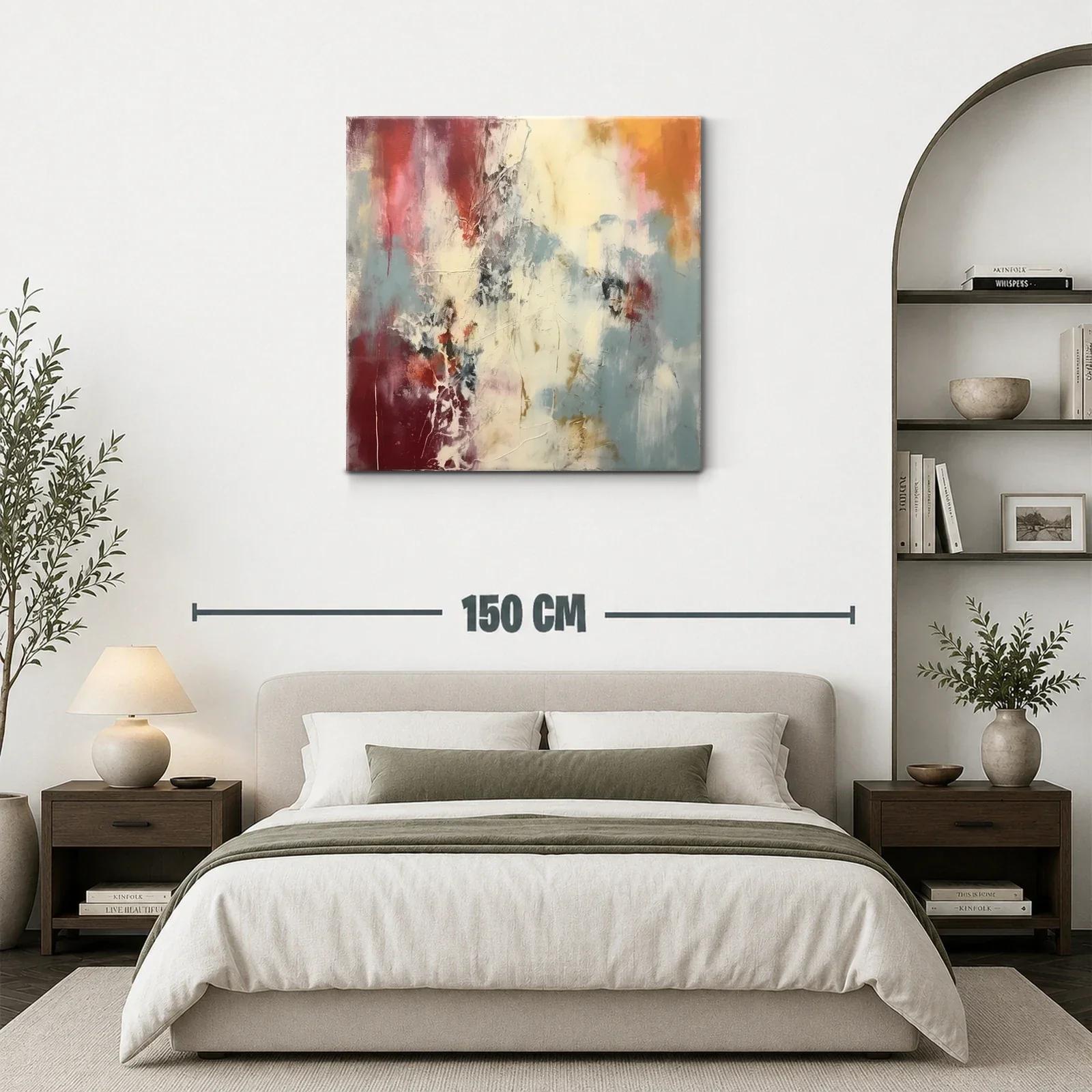 Cuadro abstracto con tonos cálidos y fríos en armonía — miniatura 3
