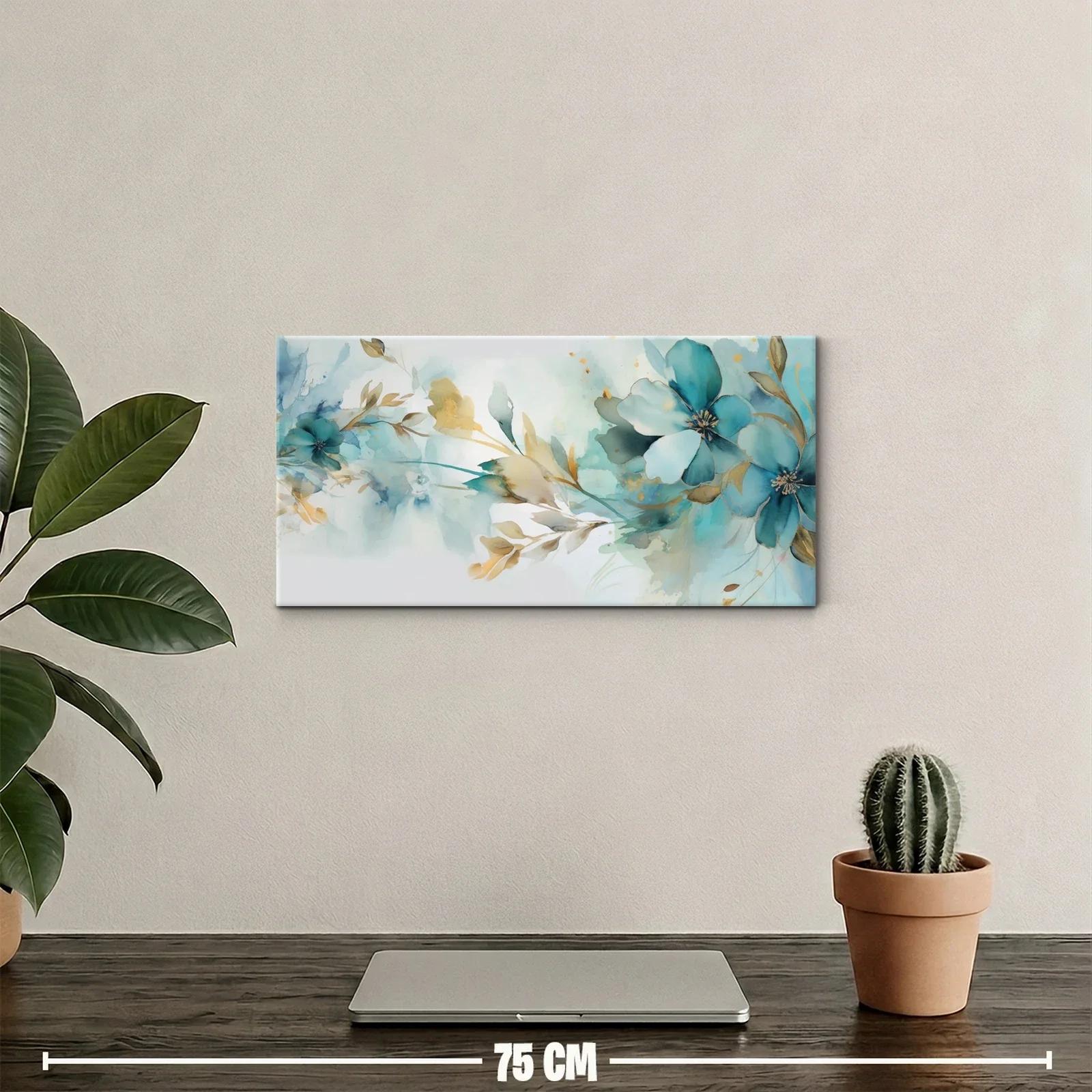 Cuadro flores azules tipo magnolia con ramas entrelazadas — miniatura 2