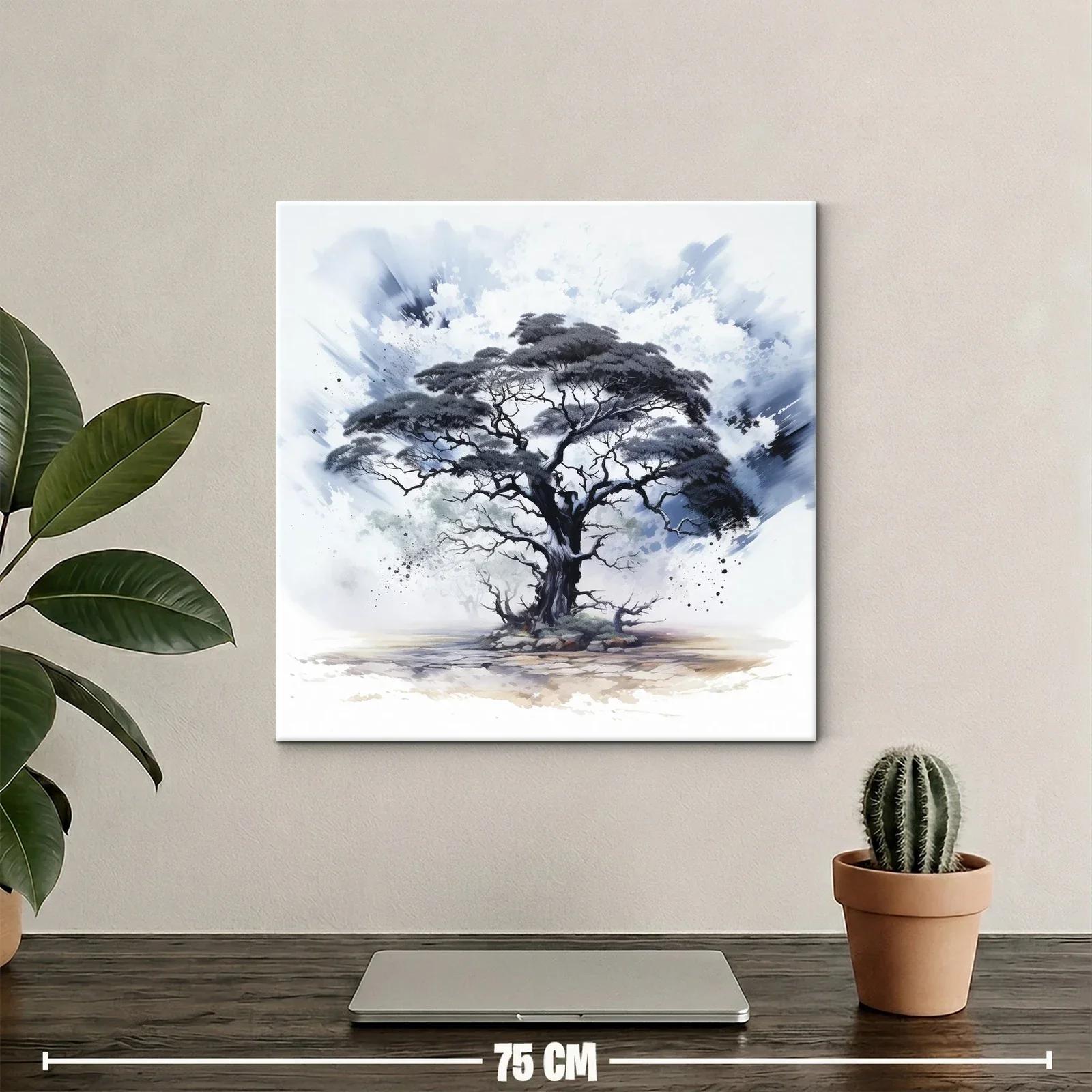 Árbol solitario con tonos grises y azulados en paisaje etéreo — miniatura 2