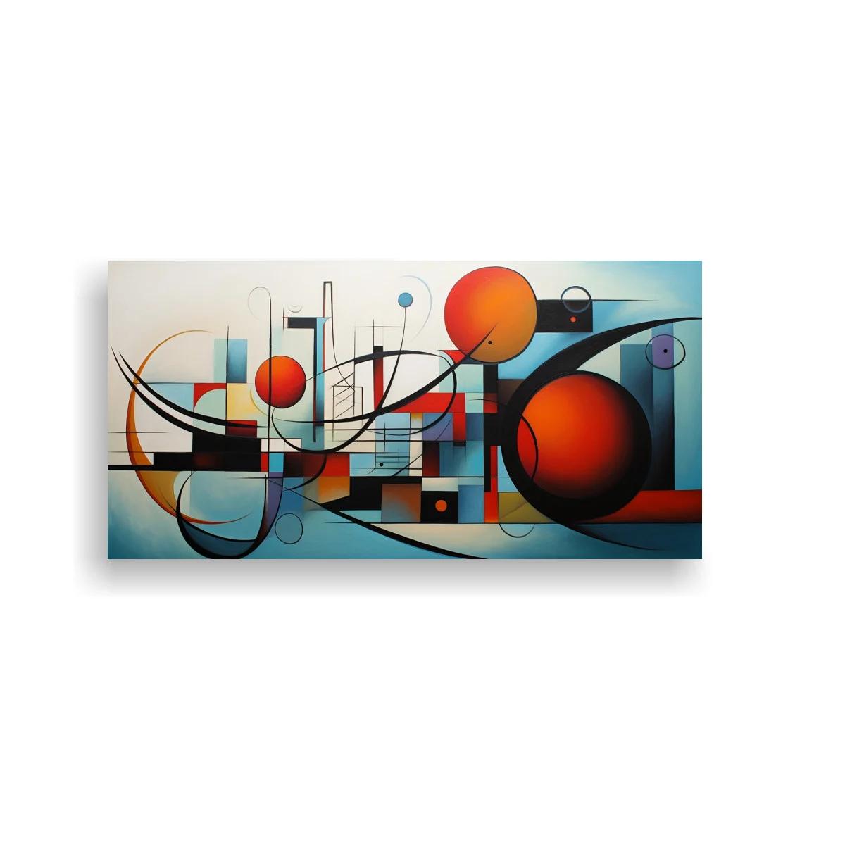 Cuadro composición geométrica con círculos rojos y líneas curvas — imagen principal