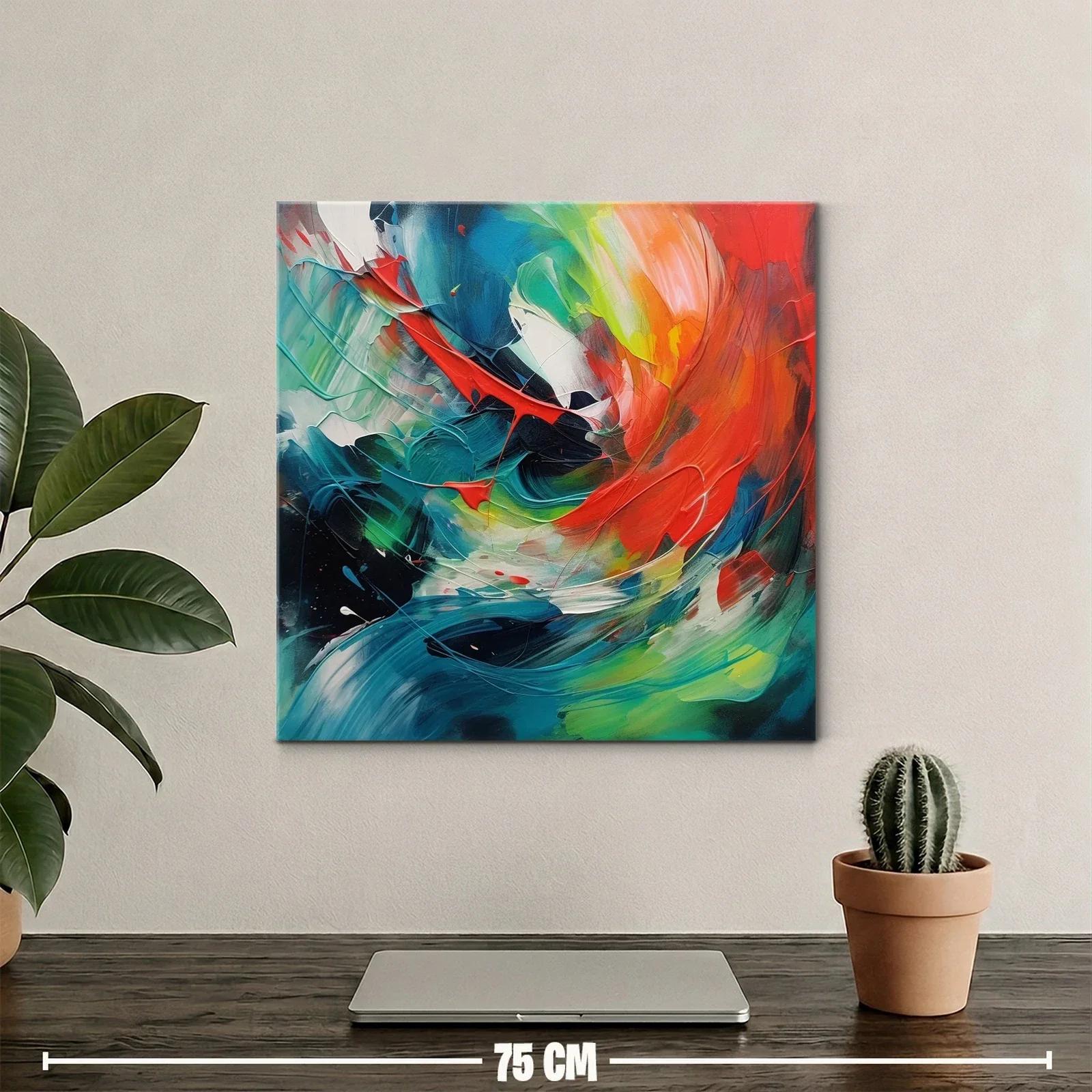 Cuadro abstracto en vibrantes tonos rojos y azules — miniatura 2