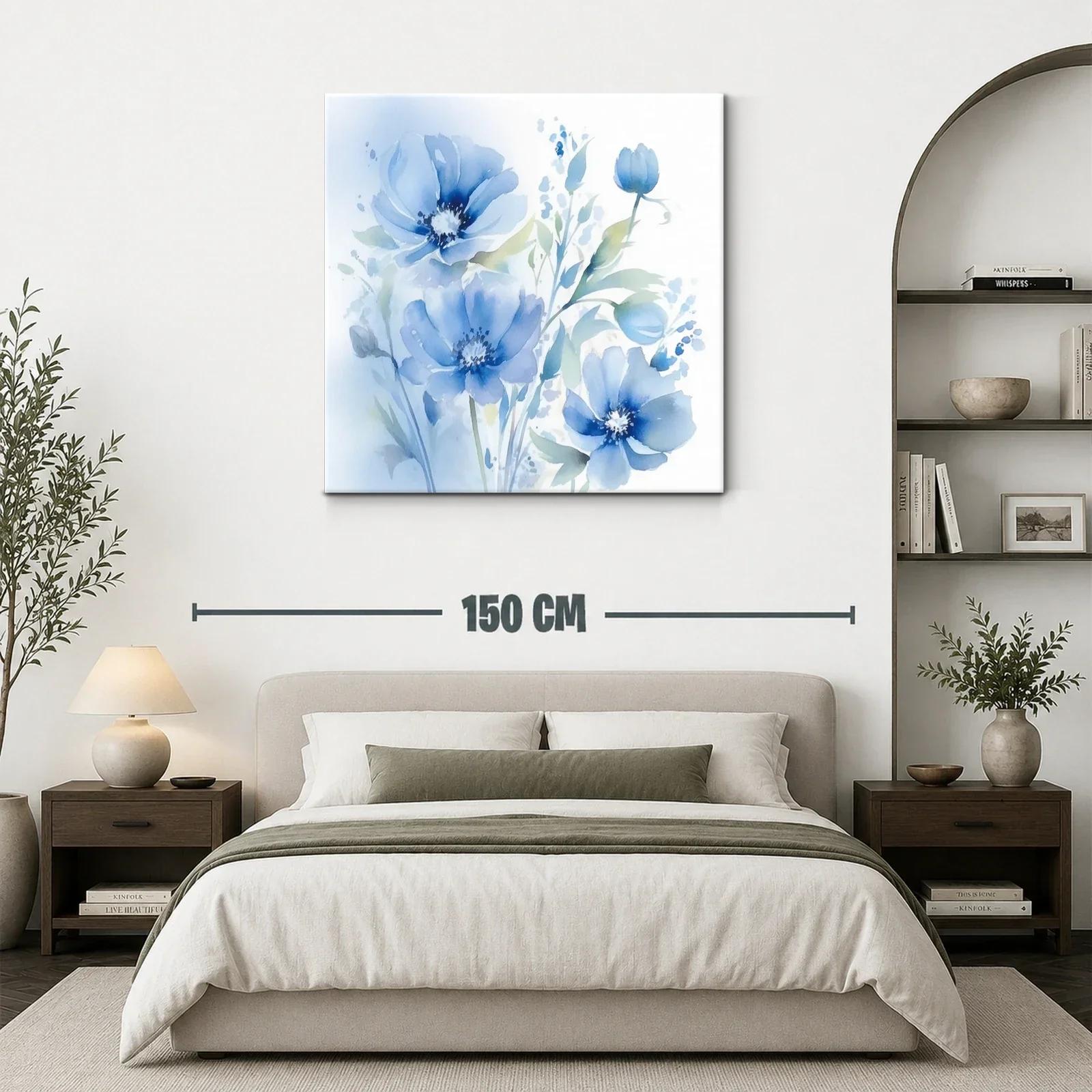 Cuadro floral en tonos azules con delicados pétalos — miniatura 3