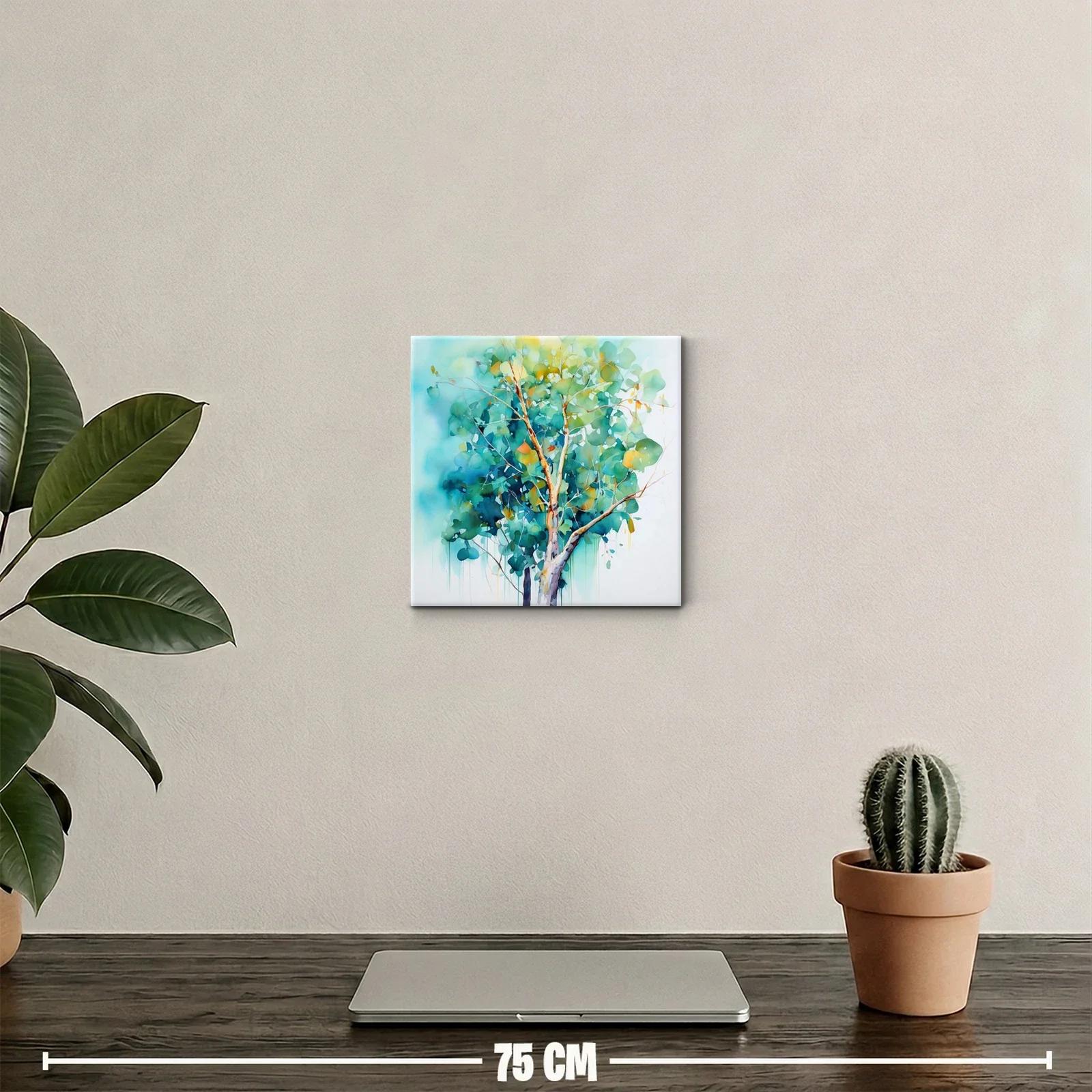 Árbol en acuarela con tonos vibrantes y suaves contrastes — miniatura 2