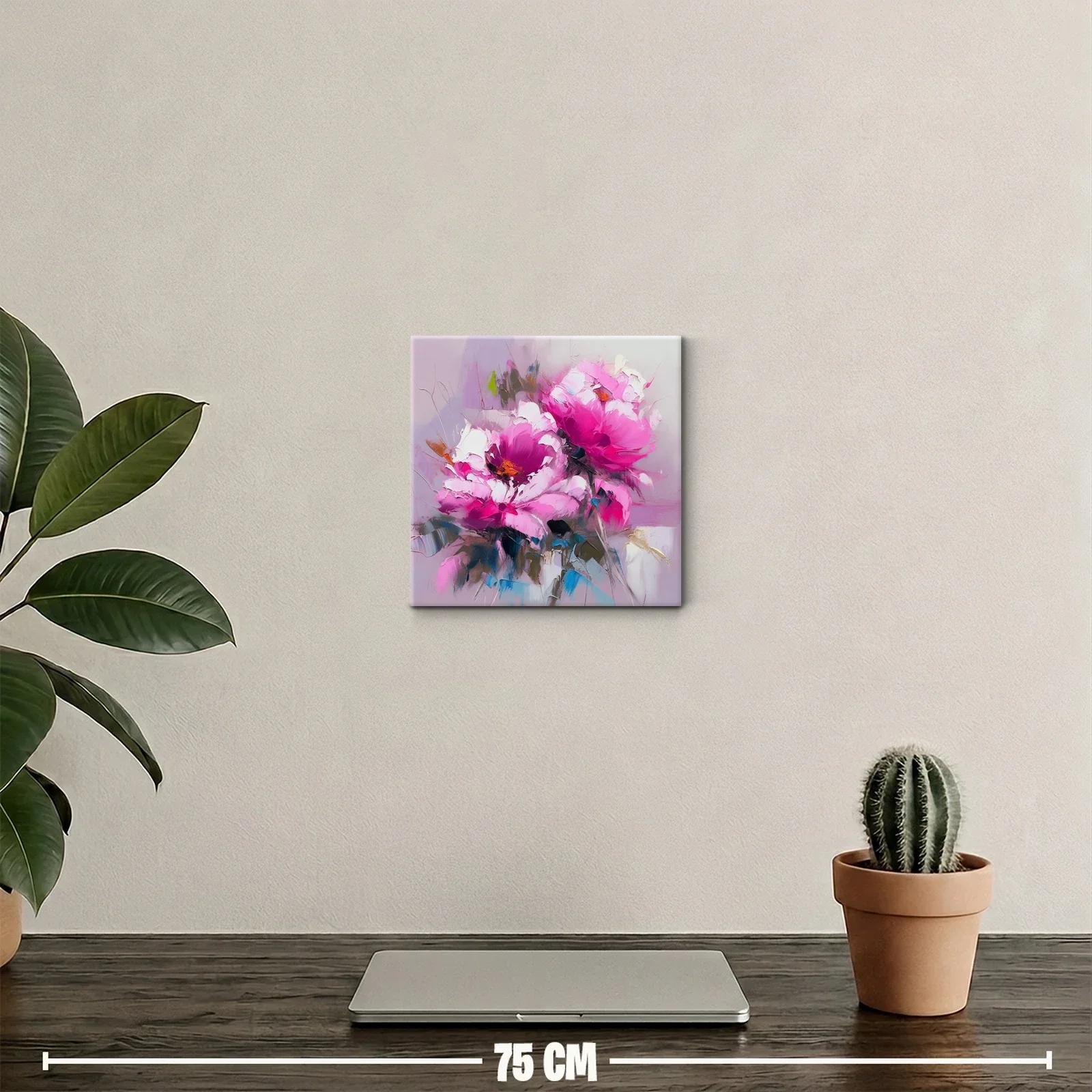 Cuadro decorativo con flores vibrantes en tonos rosa y magenta — miniatura 2