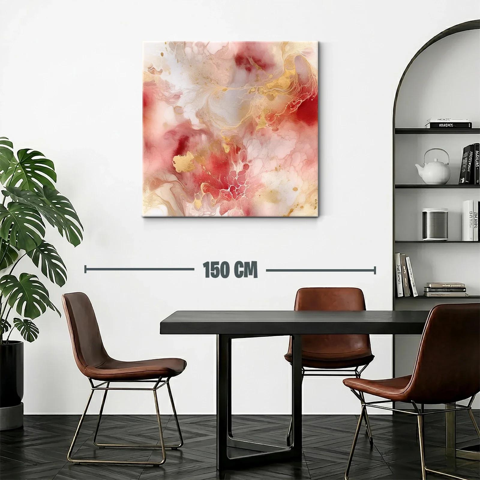 Cuadro abstracto con tonos rojos y dorados suaves — miniatura 2