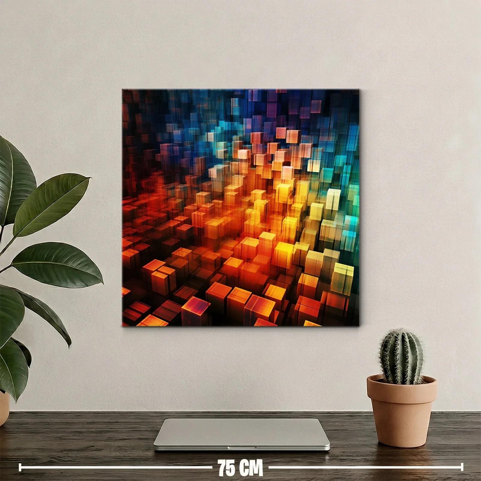 Composición abstracta de cubos en tonos cálidos y fríos — miniatura 2