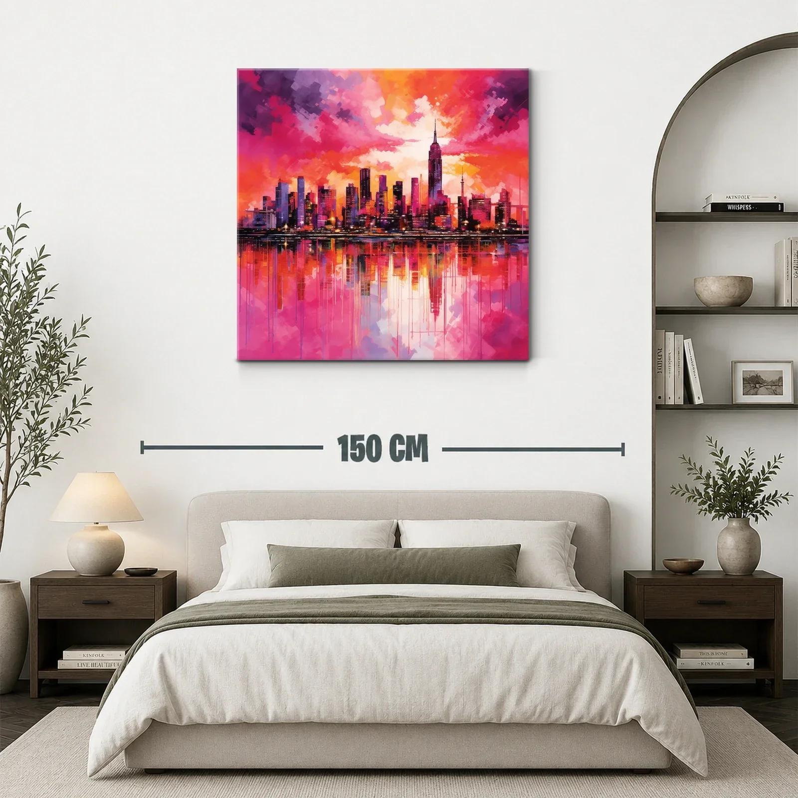 Atardecer vibrante en skyline urbano con reflejos intensos — miniatura 3