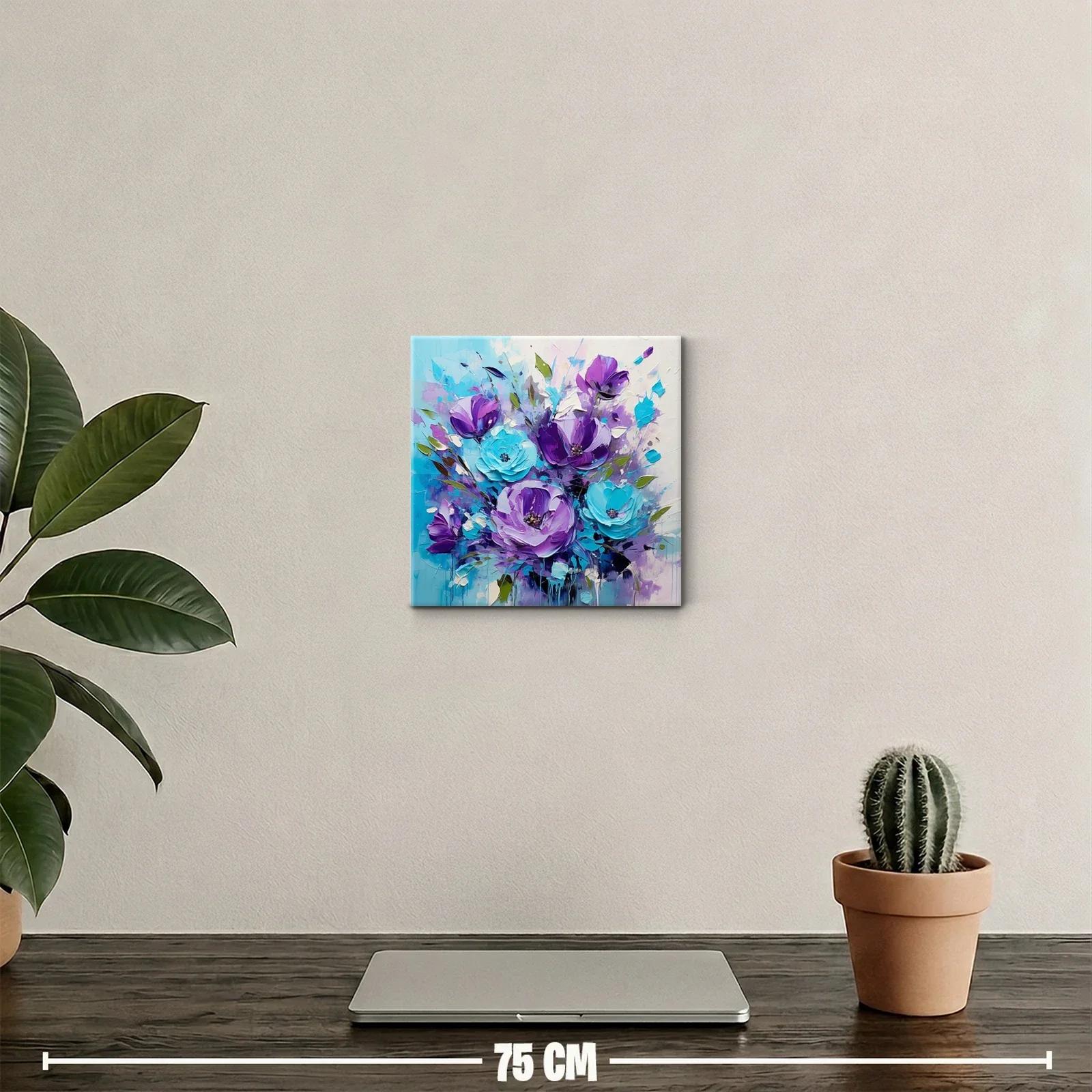 Cuadro Floral en Tonos Morados y Azules Vibrantes — miniatura 2