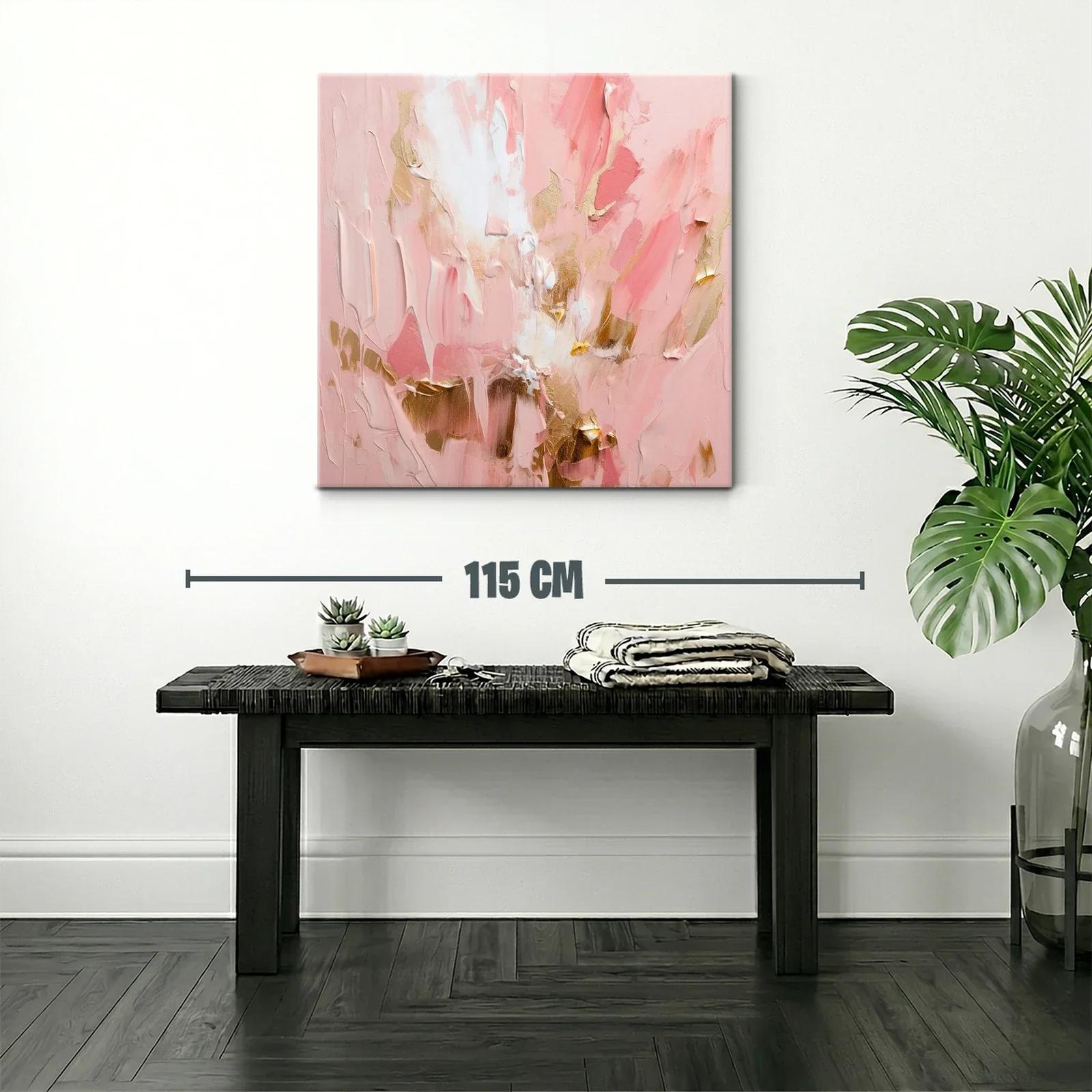 Cuadro abstracto en tonos rosas y dorados elegante — miniatura 2