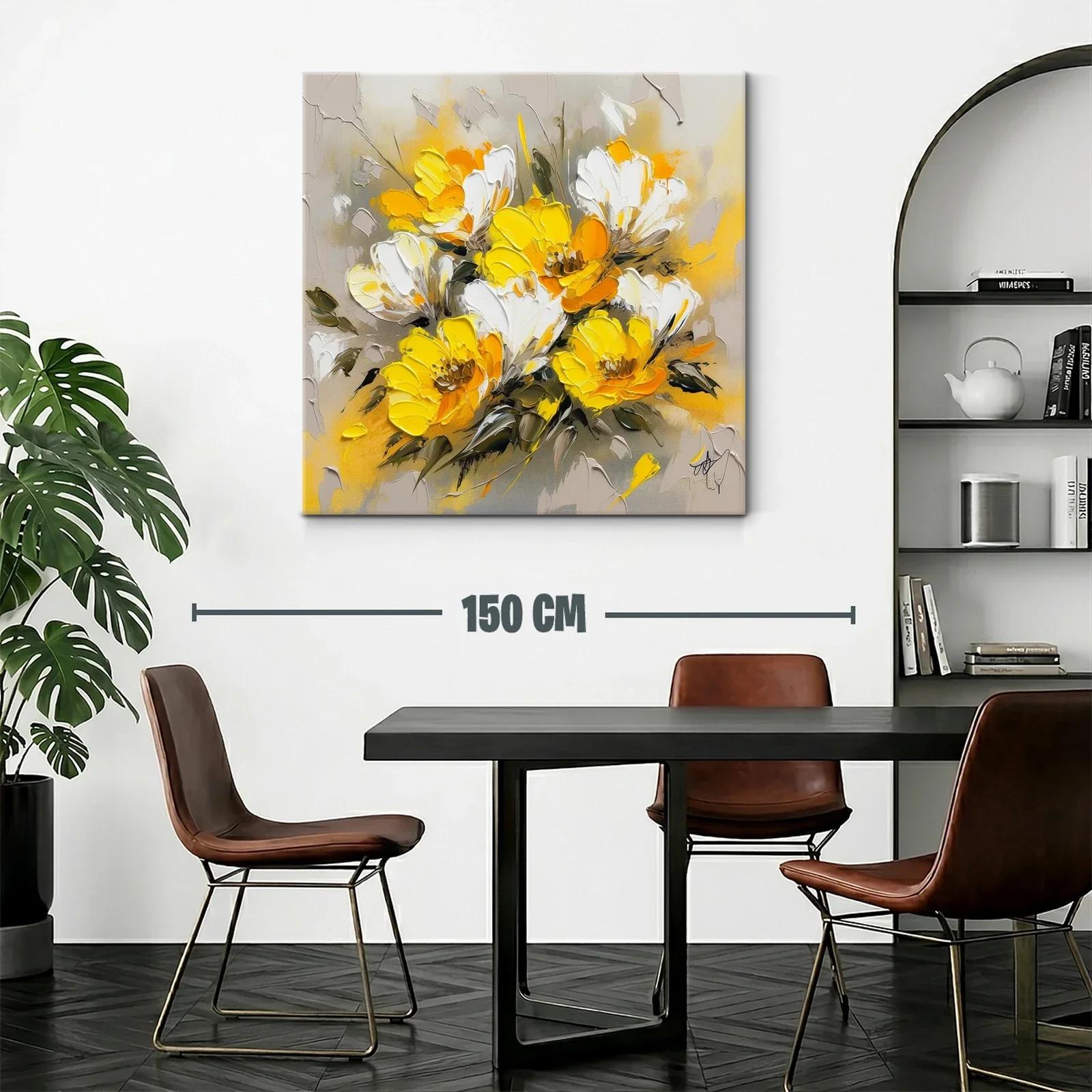 Flores vibrantes en tonos amarillos y blancos con fondo neutro — miniatura 2