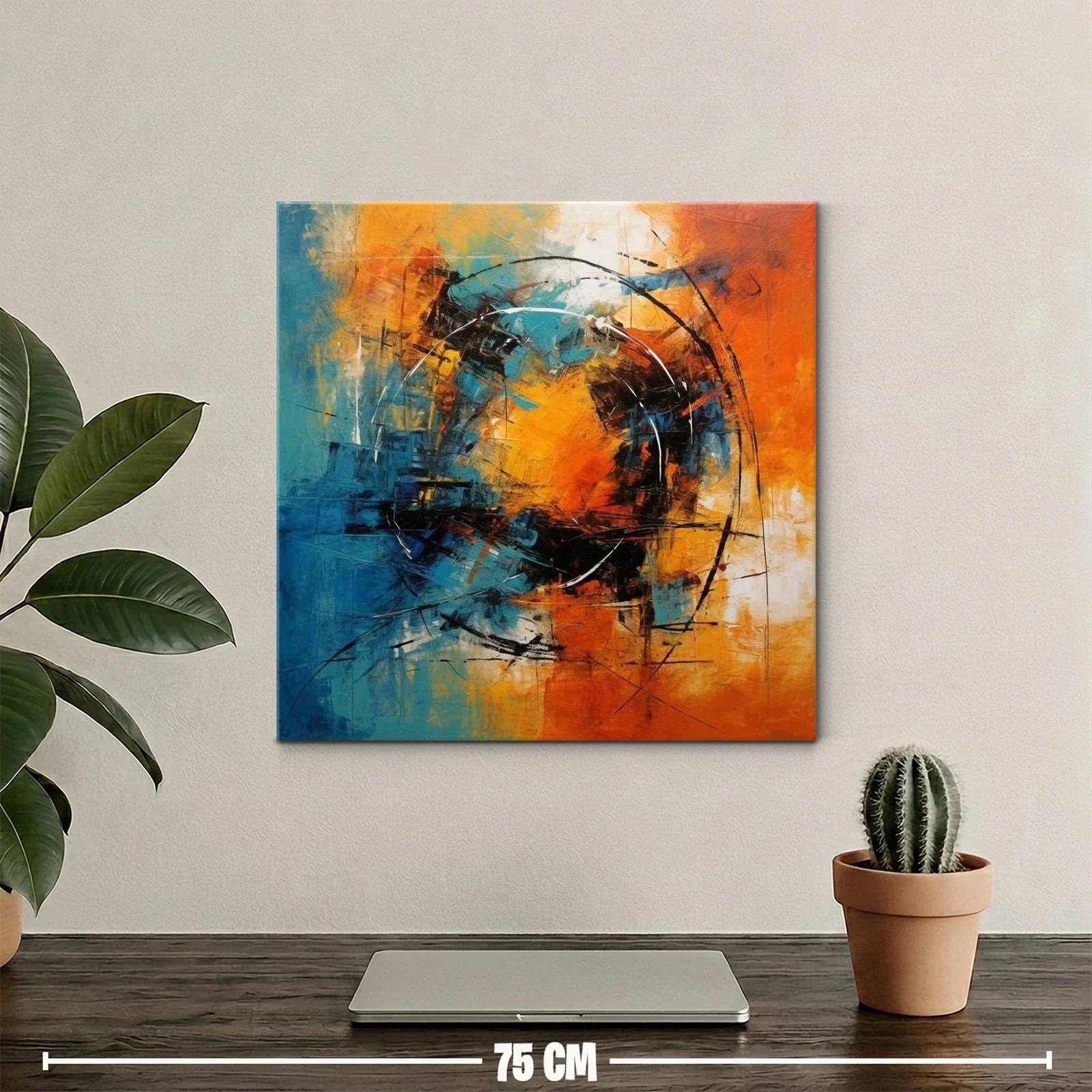 Explosión abstracta en tonos naranja y azul vibrante — miniatura 2