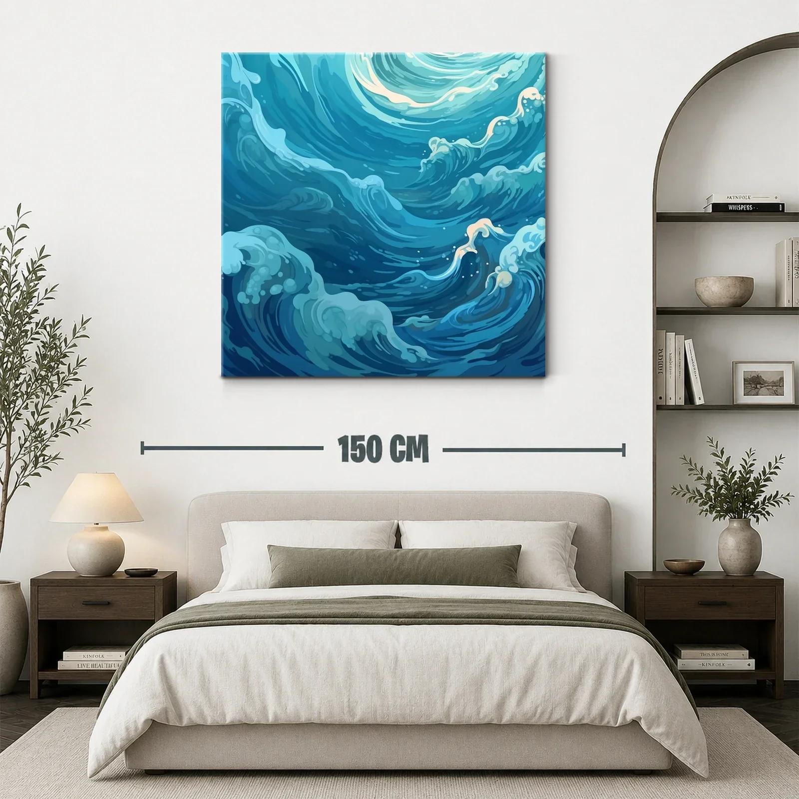 Cuadro de olas en movimiento con tonos azulados — miniatura 3