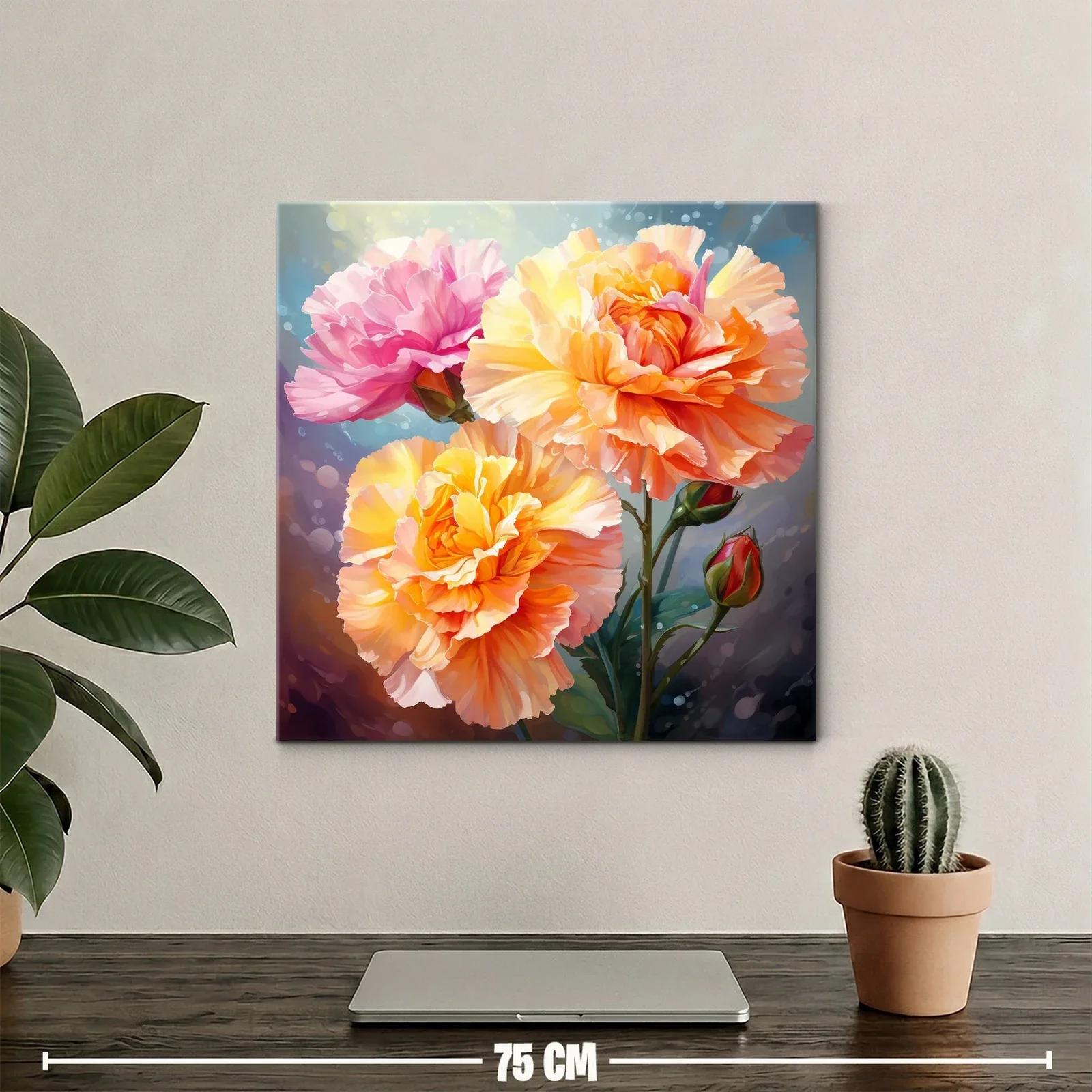 Cuadro floral vibrante con rosas en tonos cálidos y rosas — miniatura 2