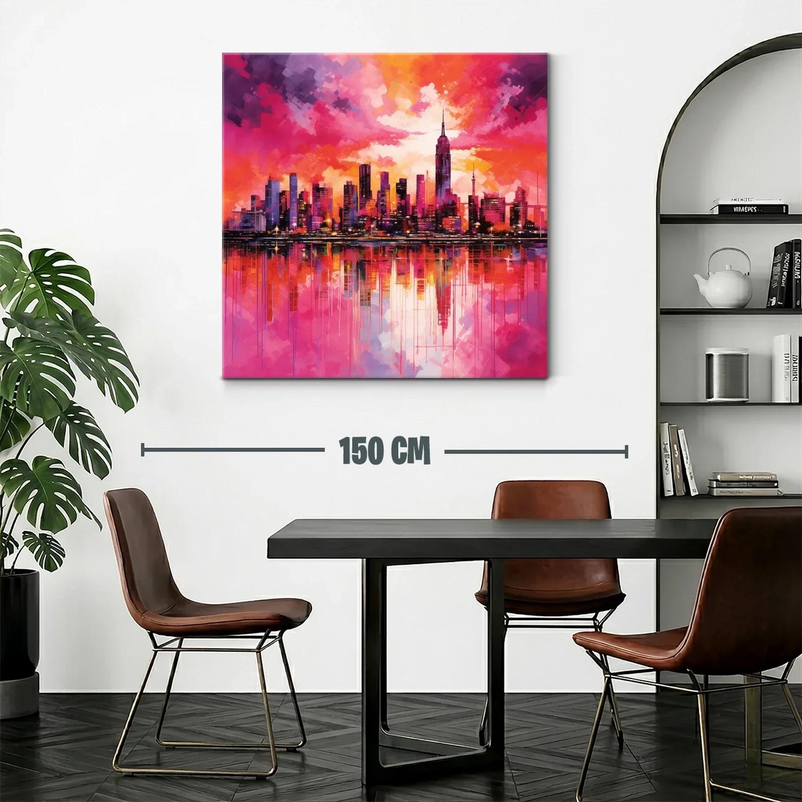 Atardecer vibrante en skyline urbano con reflejos intensos — miniatura 2