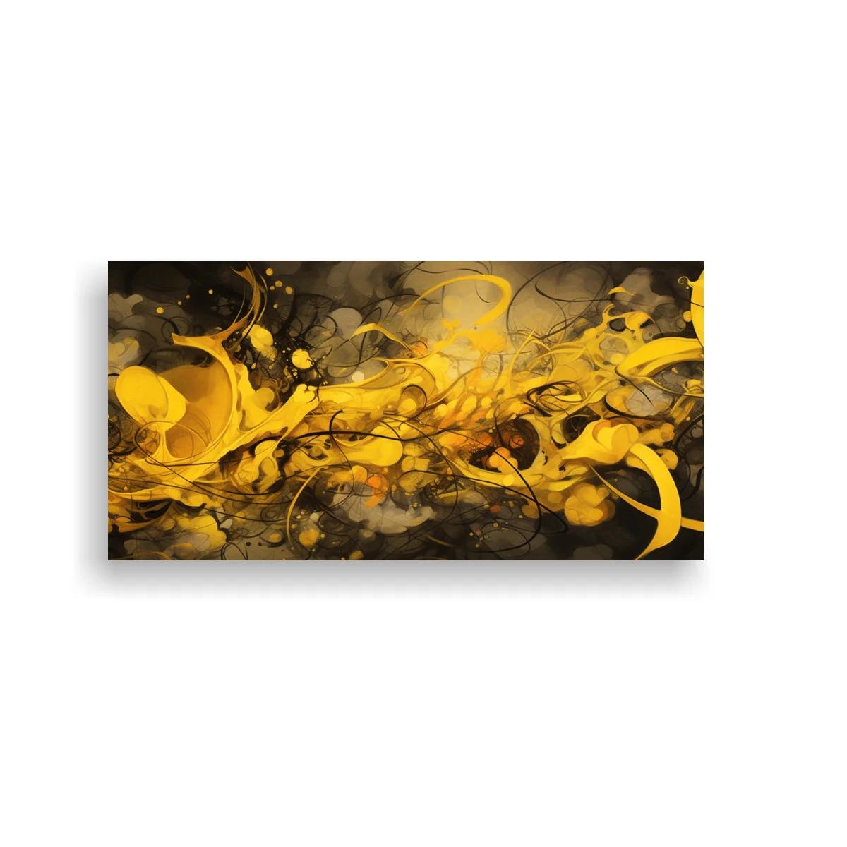 Cuadro remolinos abstractos dorados con contraste vaporoso