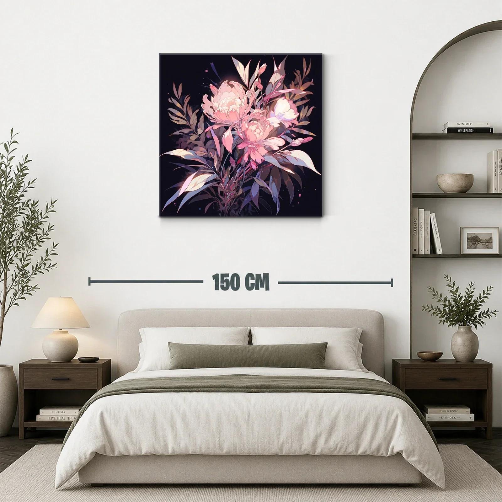 Ramo floral delicado en tonos rosa y lavanda sobre fondo oscuro — miniatura 3