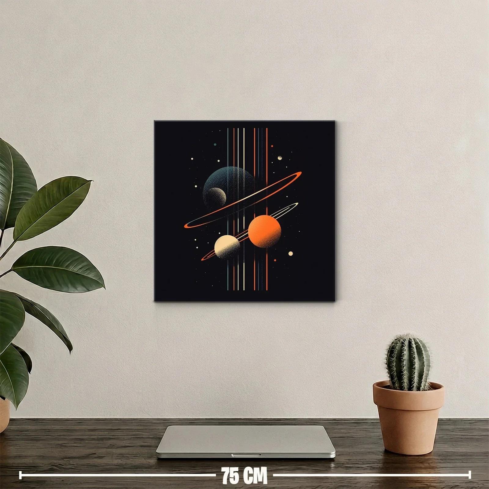 Composición cósmica con planetas y anillos vibrantes — miniatura 2
